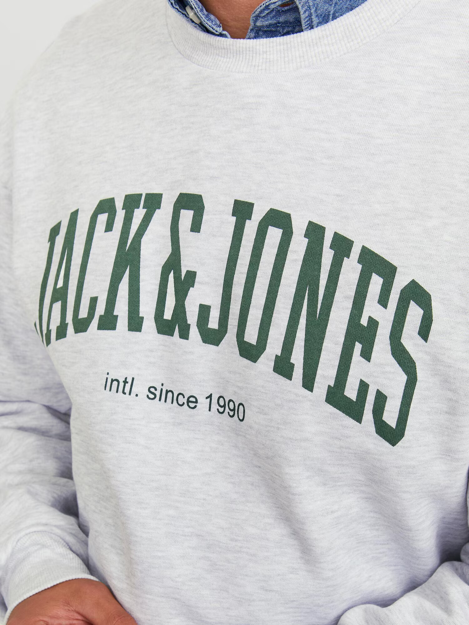 JACK & JONES Bluză de molton 'JOSH' gri deschis / gri amestecat / verde închis - Pled.ro