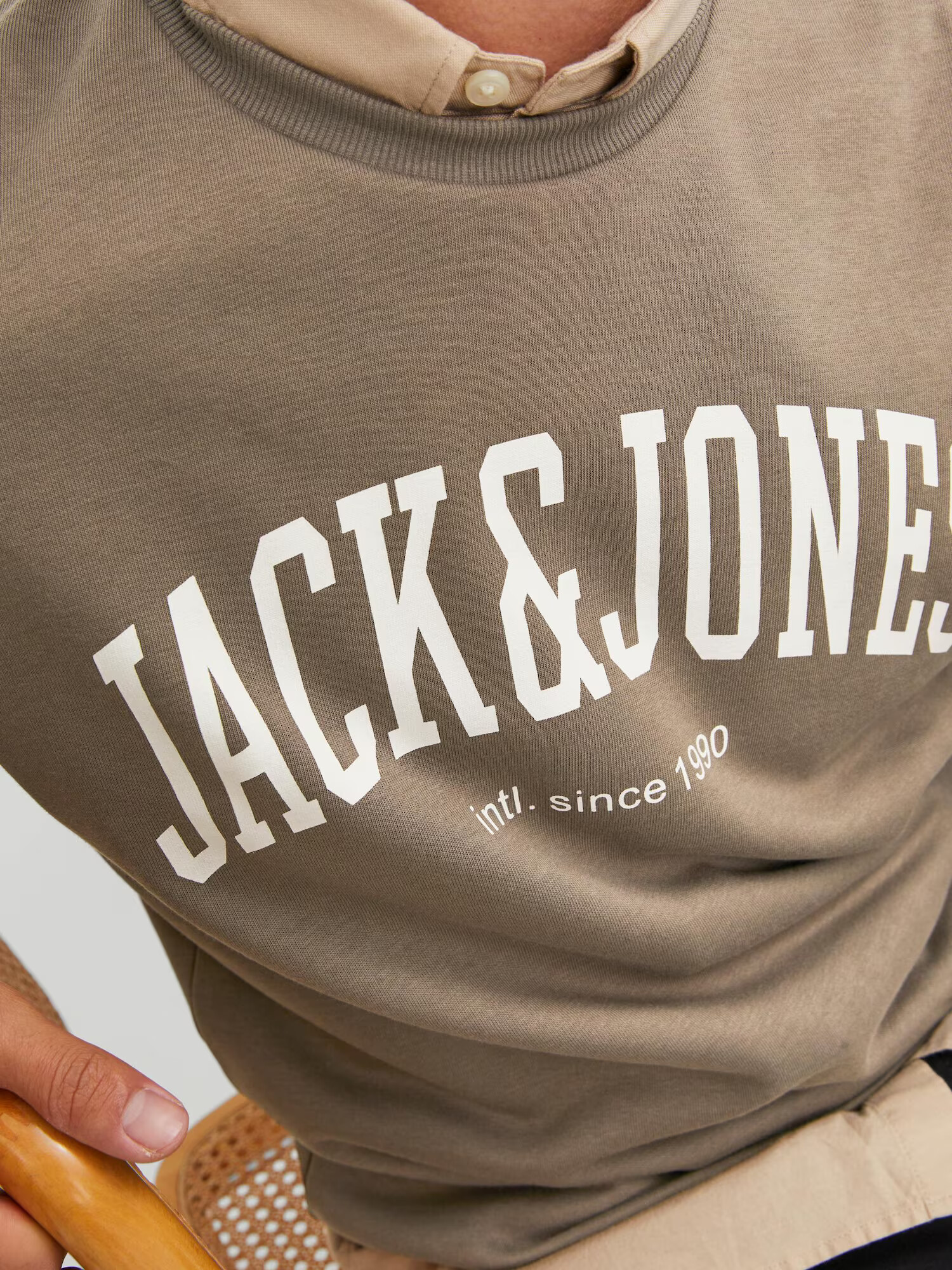 JACK & JONES Bluză de molton 'Josh' maro deschis / alb - Pled.ro