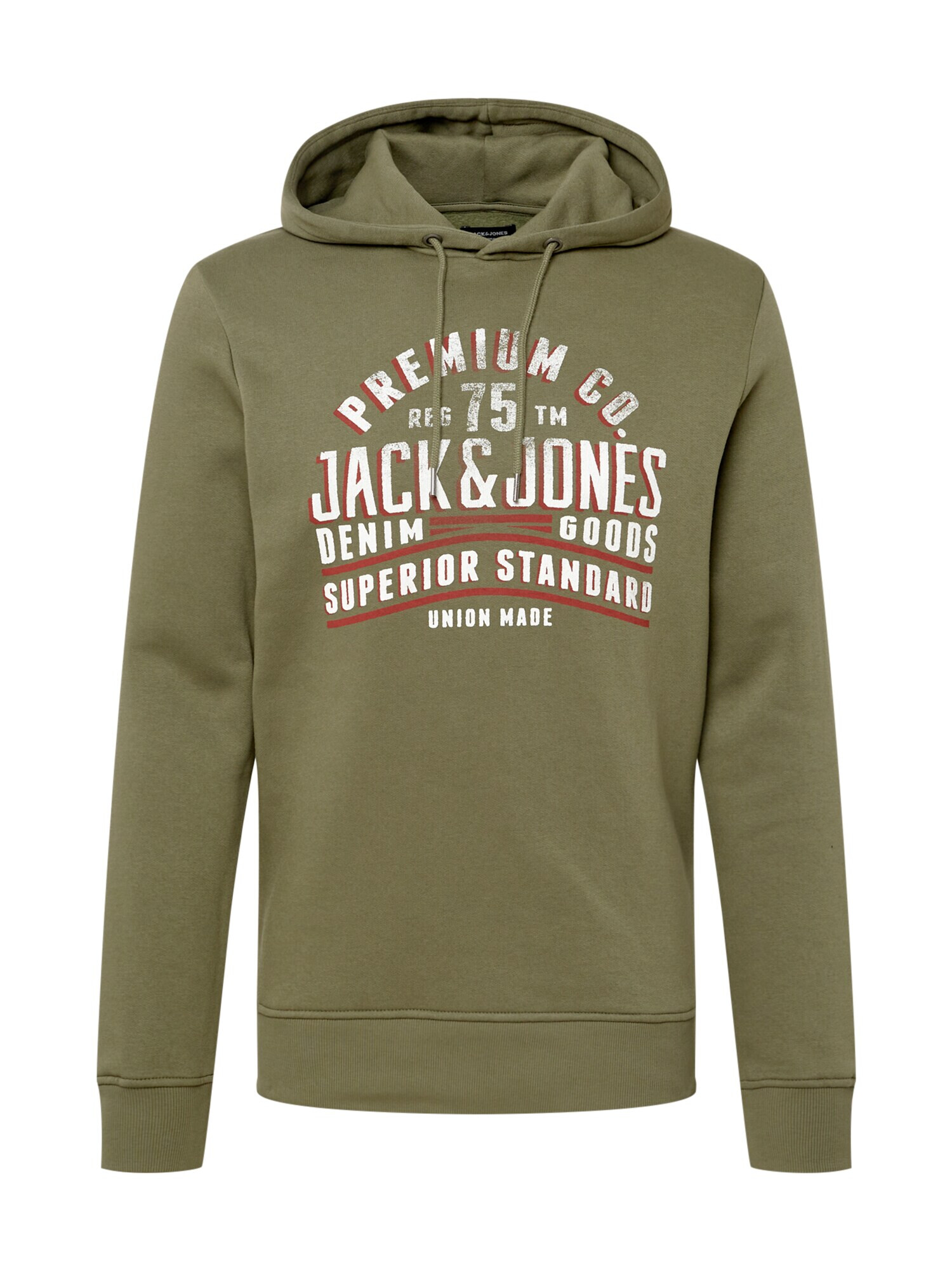 JACK & JONES Bluză de molton kaki / roșu ruginiu / alb - Pled.ro