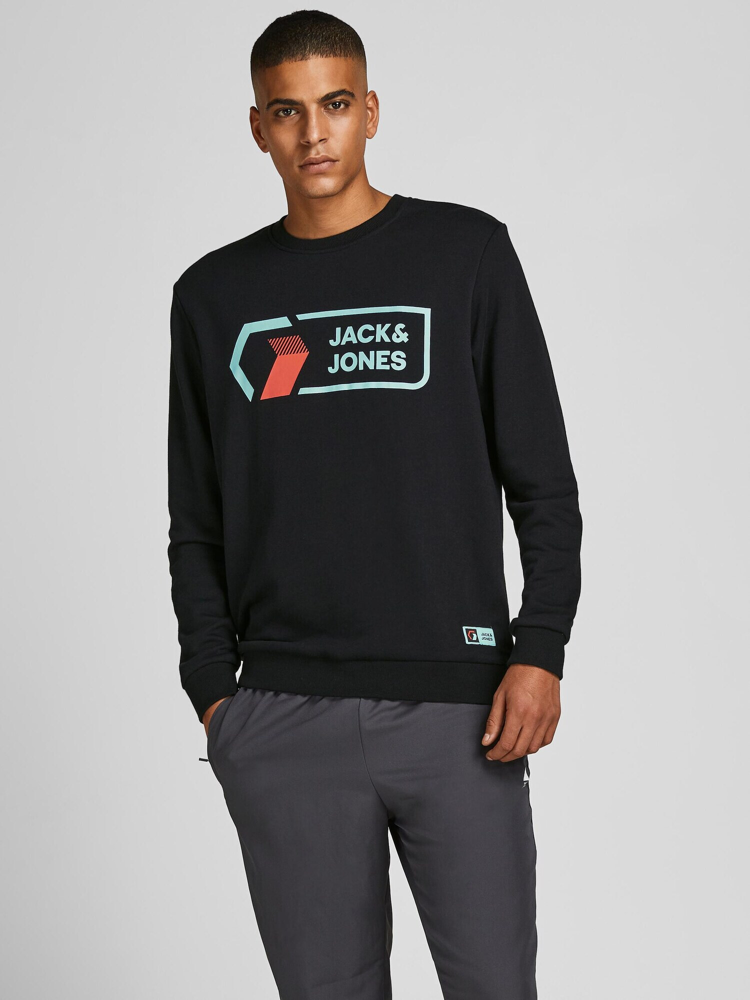 JACK & JONES Bluză de molton 'Logan' albastru pastel / roșu / negru - Pled.ro