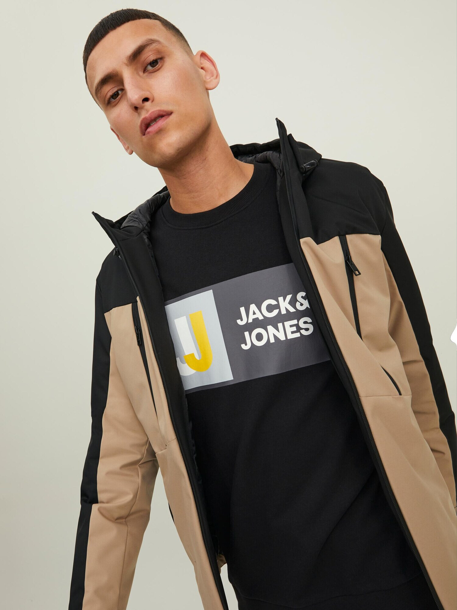 JACK & JONES Bluză de molton 'Logan' galben / gri / gri deschis / negru / alb - Pled.ro