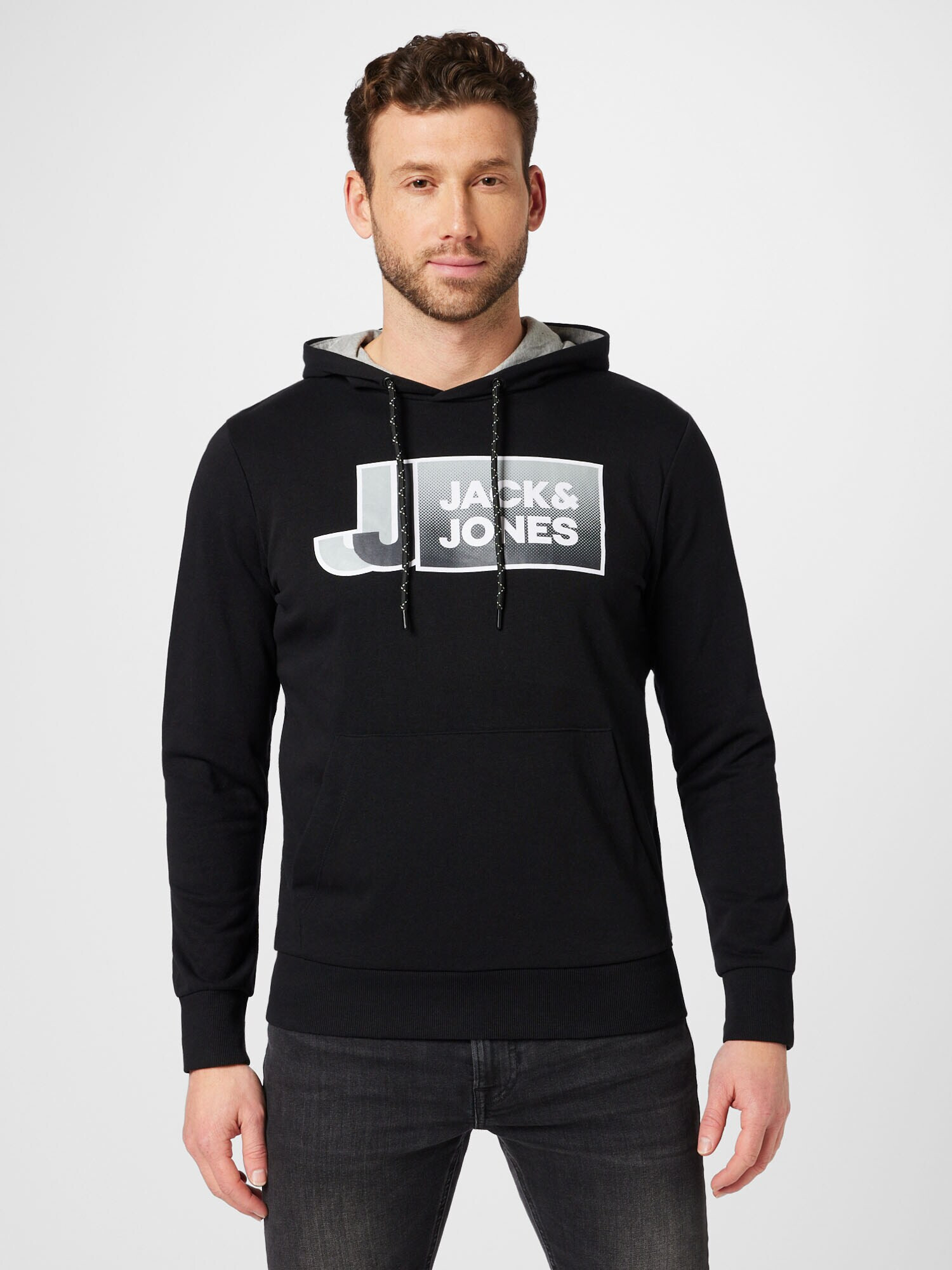 JACK & JONES Bluză de molton 'LOGAN' gri / gri metalic / negru - Pled.ro