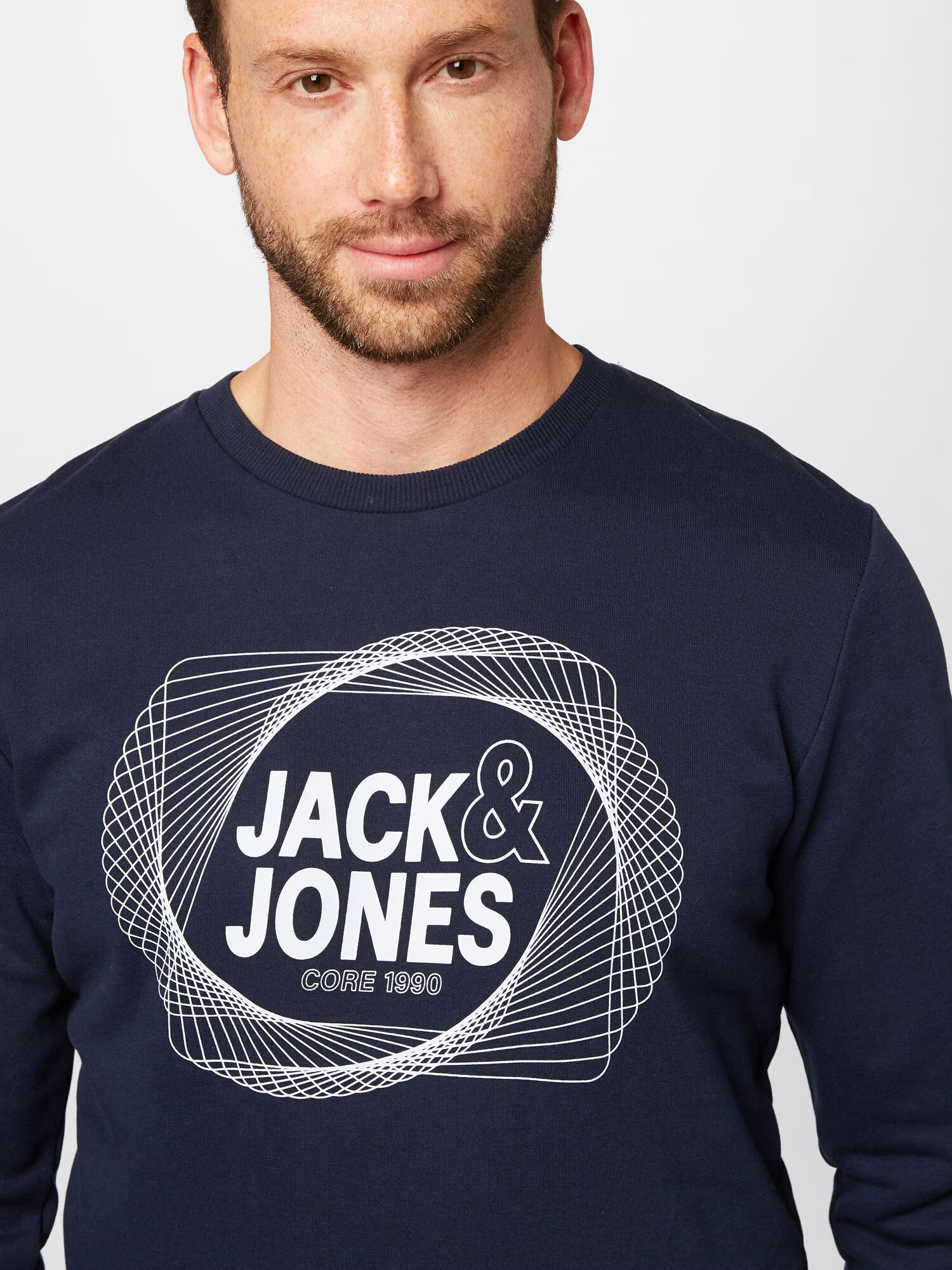 JACK & JONES Bluză de molton 'LUCA' bleumarin / alb - Pled.ro