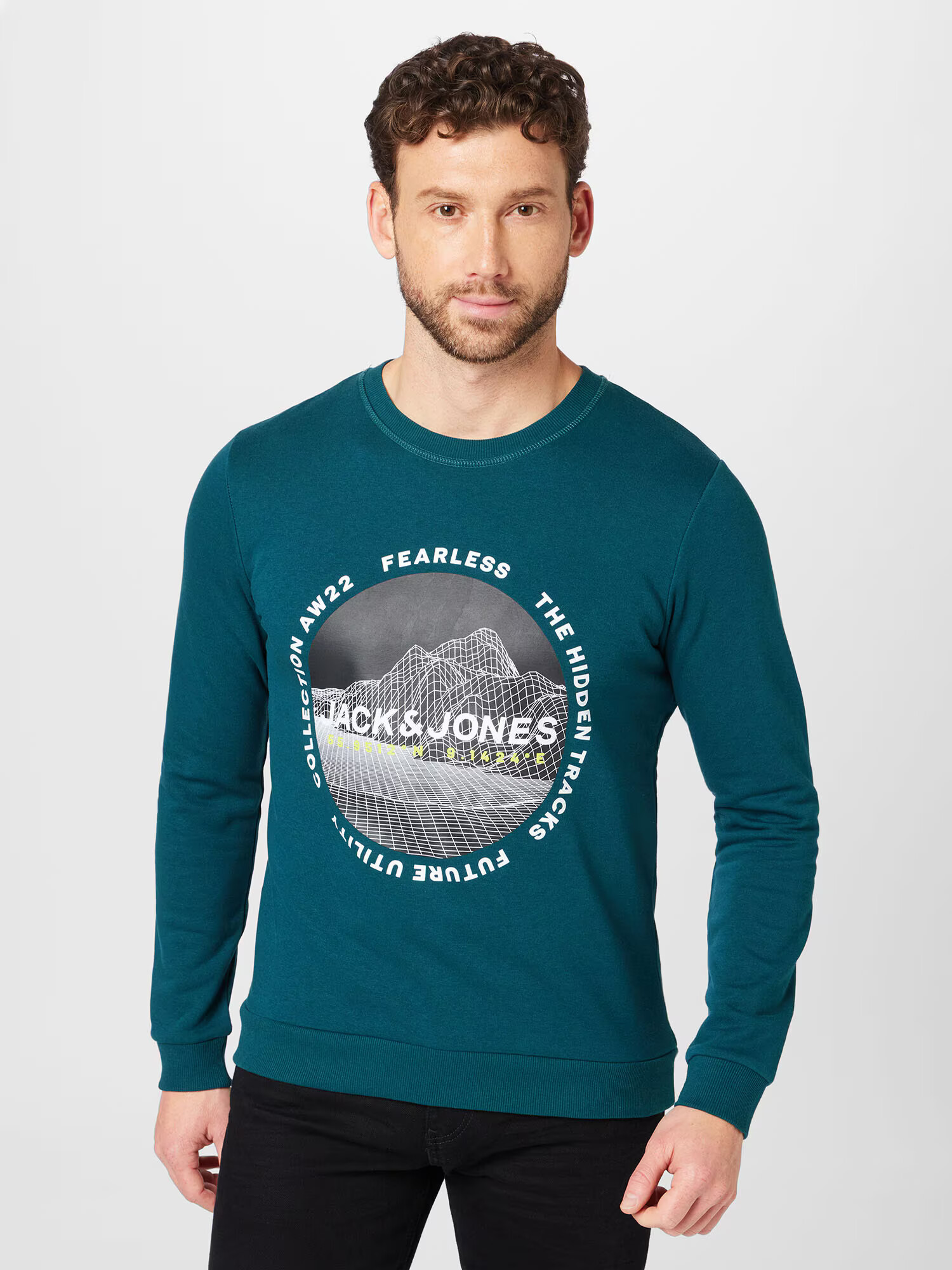 JACK & JONES Bluză de molton 'MAPPING' galben / verde închis / negru / alb - Pled.ro