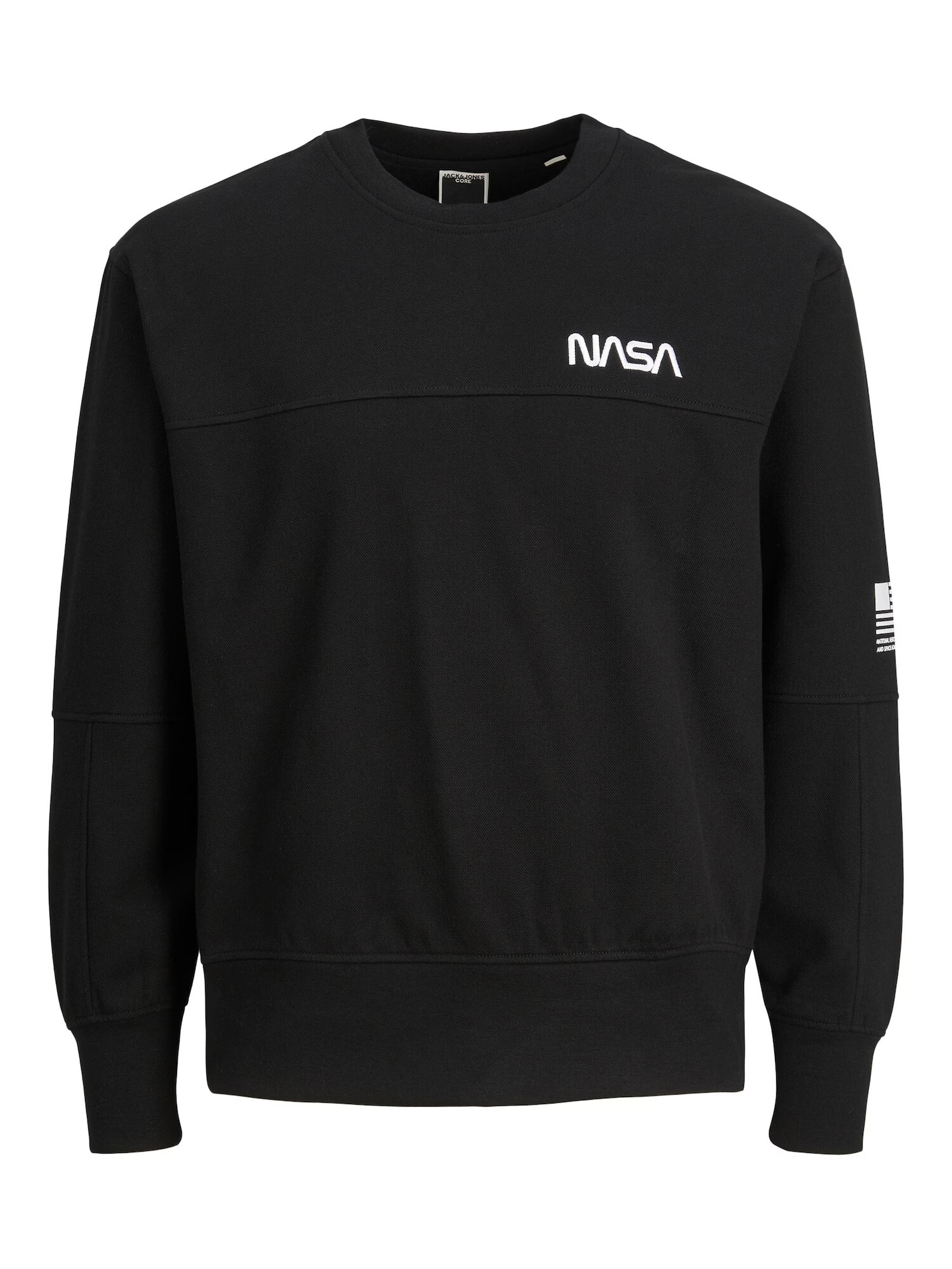 JACK & JONES Bluză de molton 'Nasa' negru / alb - Pled.ro