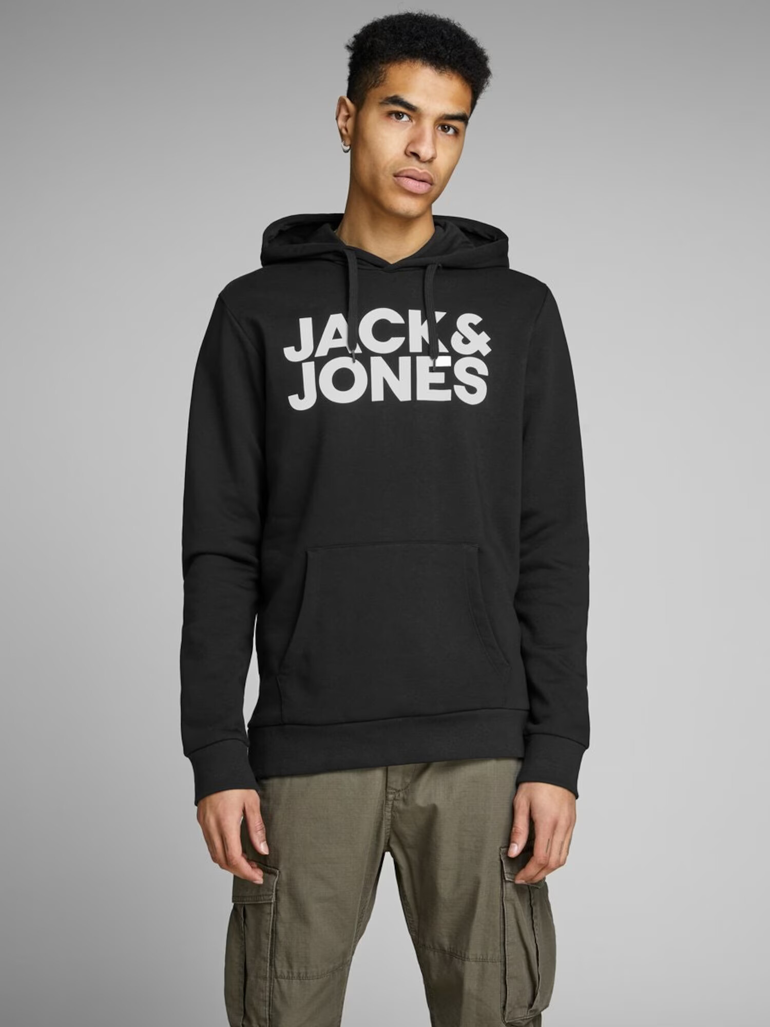 JACK & JONES Bluză de molton gri metalic / alb - Pled.ro