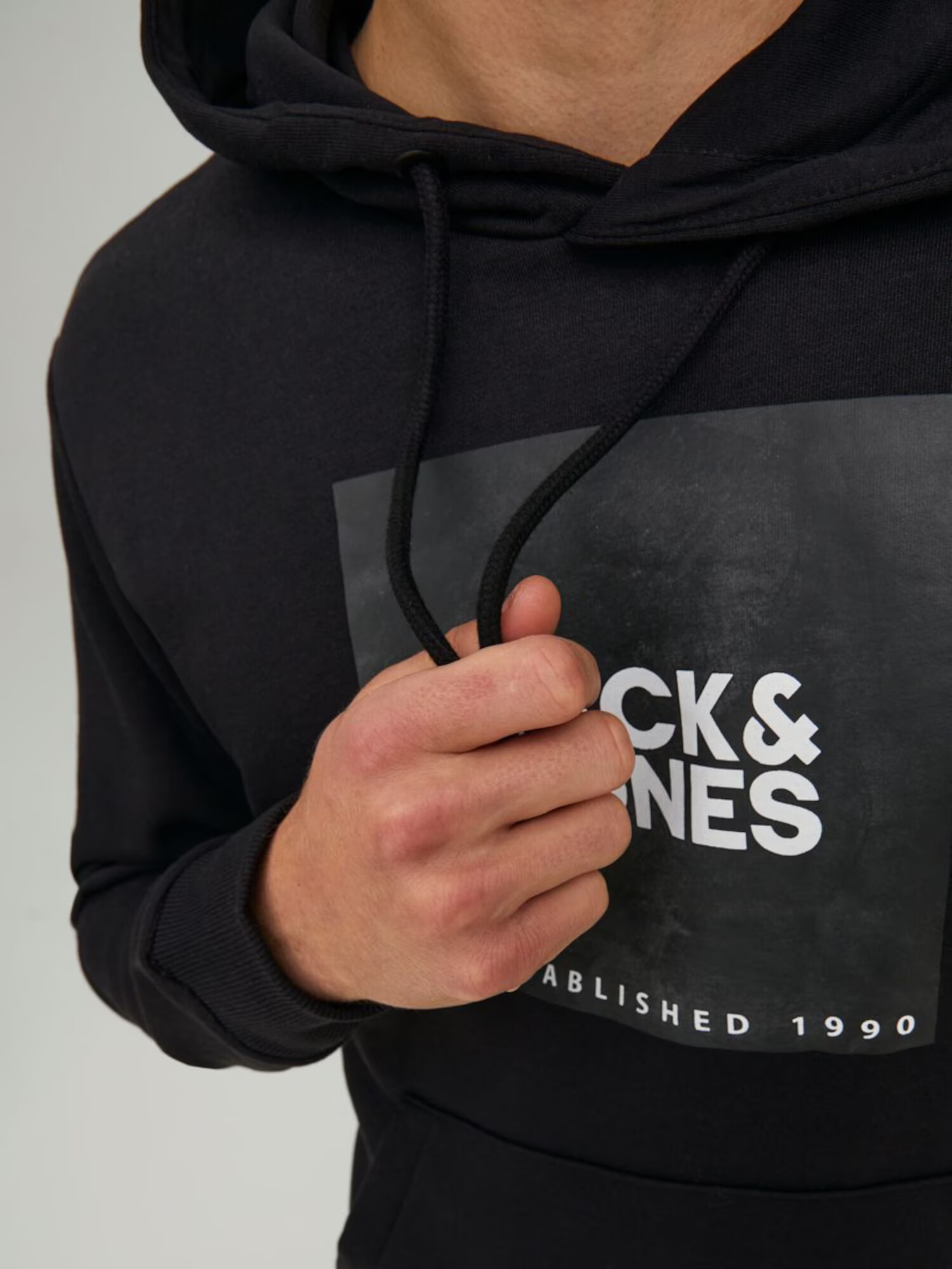 JACK & JONES Bluză de molton negru / alb - Pled.ro