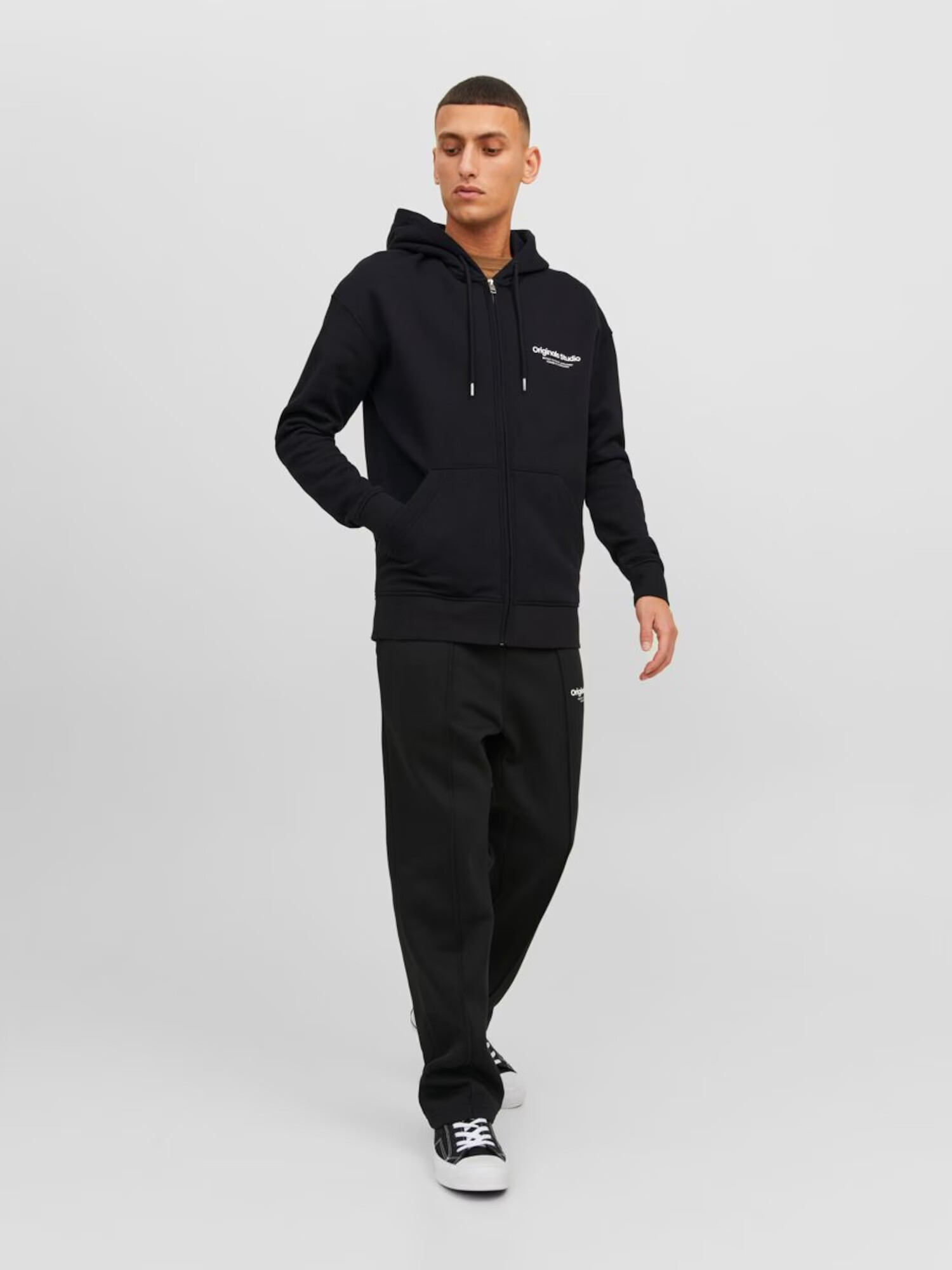 JACK & JONES Hanorac 'Vesterbro' negru / alb - Pled.ro