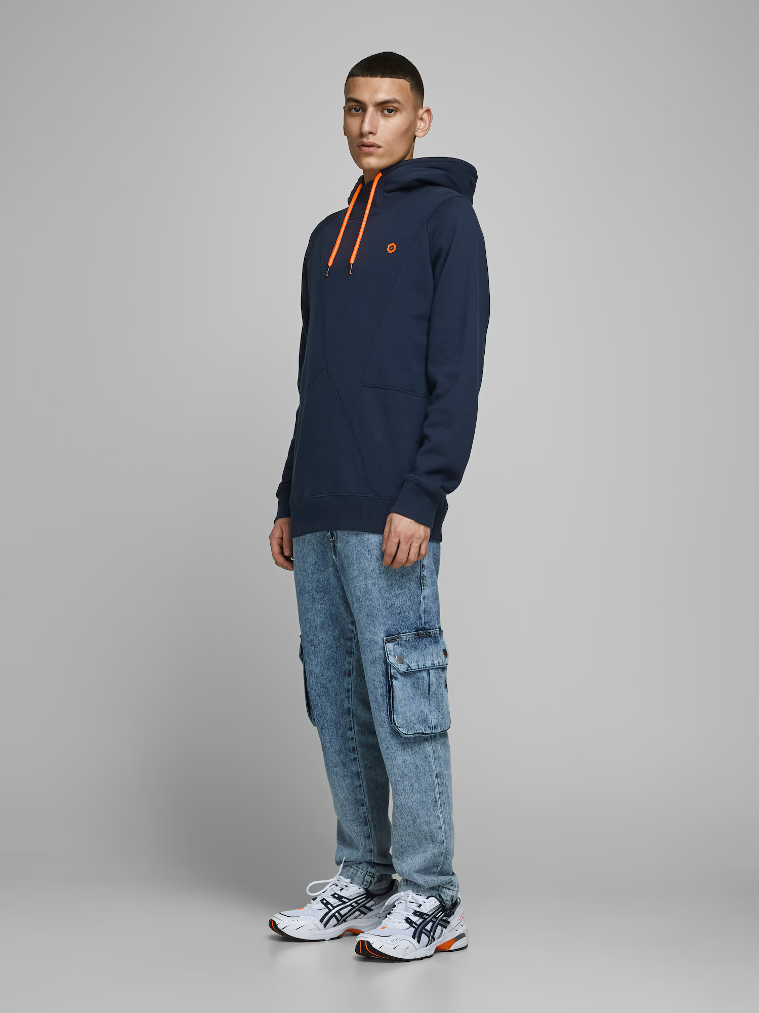 JACK & JONES Bluză de molton 'Pinn' bleumarin / portocaliu - Pled.ro