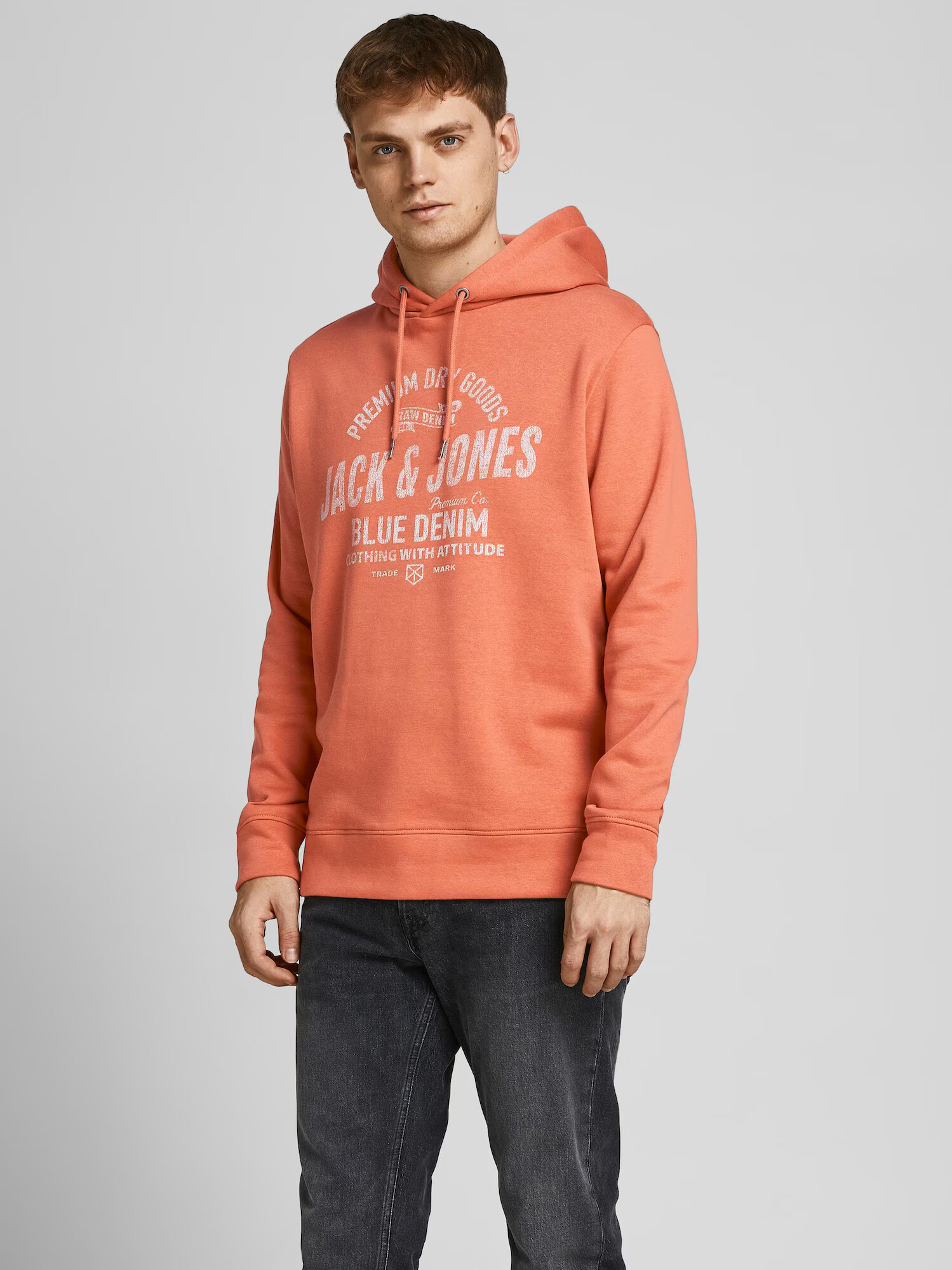 JACK & JONES Bluză de molton roșu pepene / alb - Pled.ro