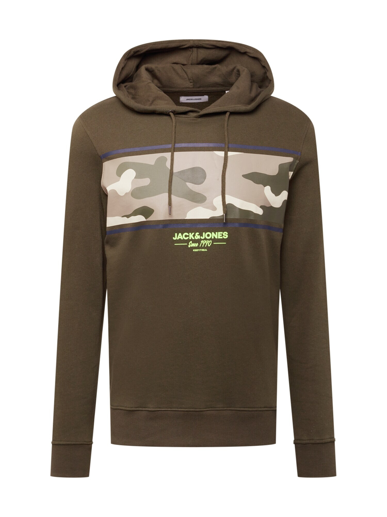 JACK & JONES Bluză de molton 'SOLDIER' gri / kaki / verde limetă / oliv - Pled.ro