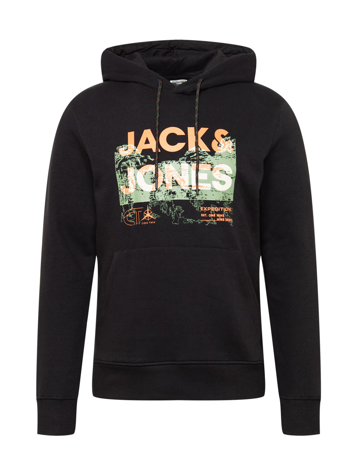 JACK & JONES Bluză de molton 'Trek' verde măr / verde pastel / portocaliu deschis / negru - Pled.ro