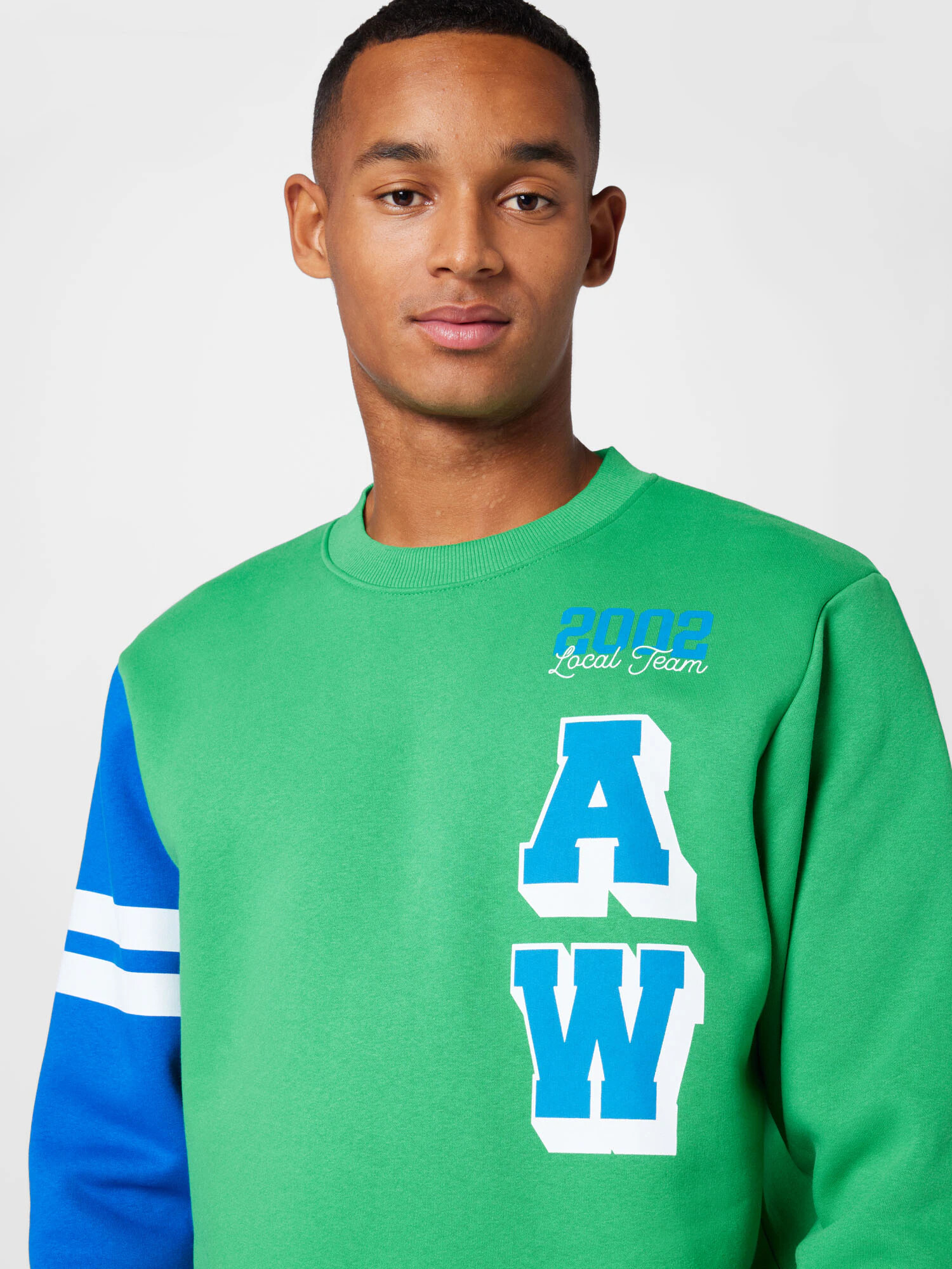 JACK & JONES Bluză de molton 'WORLD' albastru / verde / alb - Pled.ro