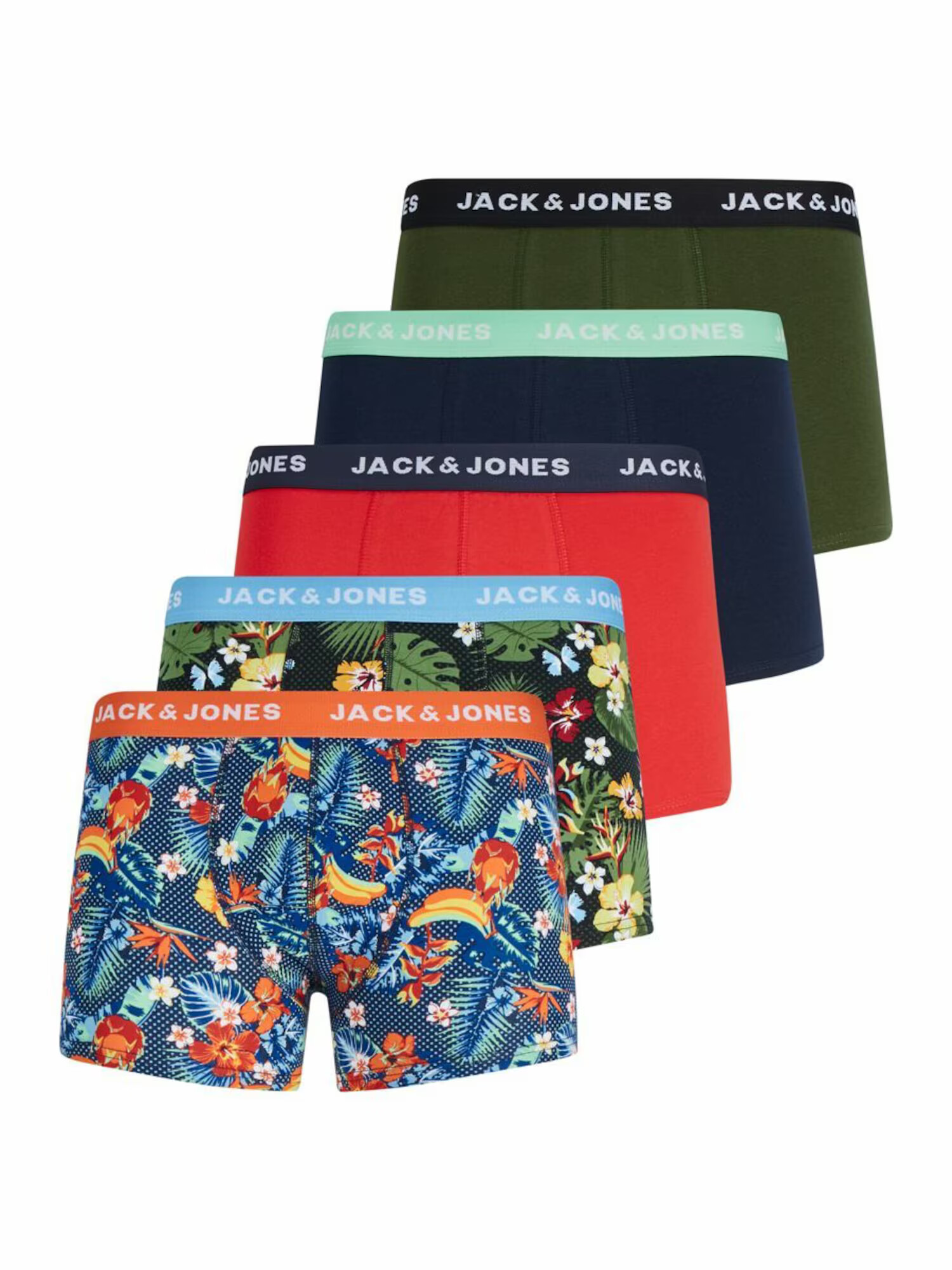 JACK & JONES Boxeri albastru / oliv / roșu / alb - Pled.ro