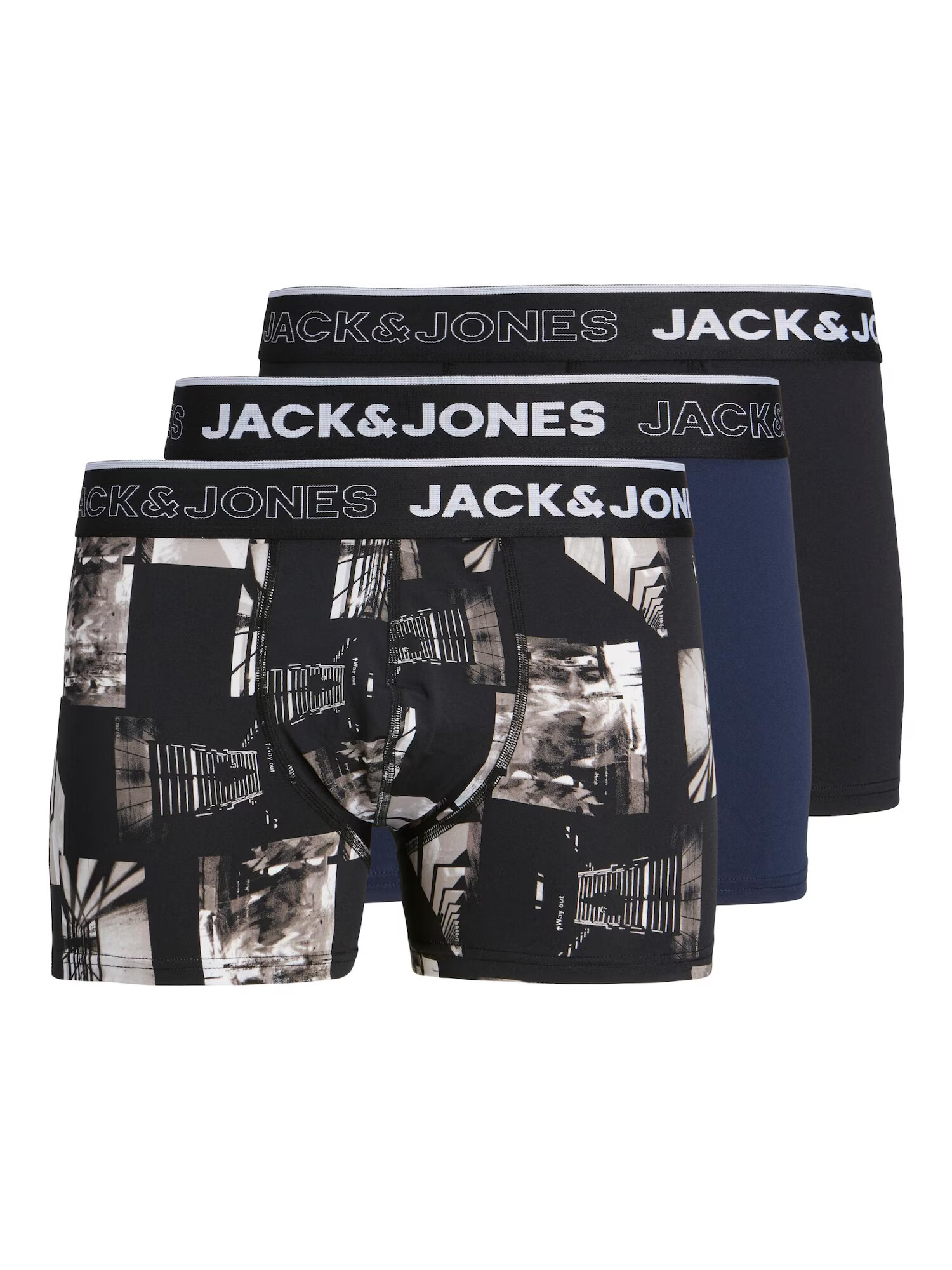 JACK & JONES Boxeri 'JAY' bleumarin / grej / negru / alb - Pled.ro