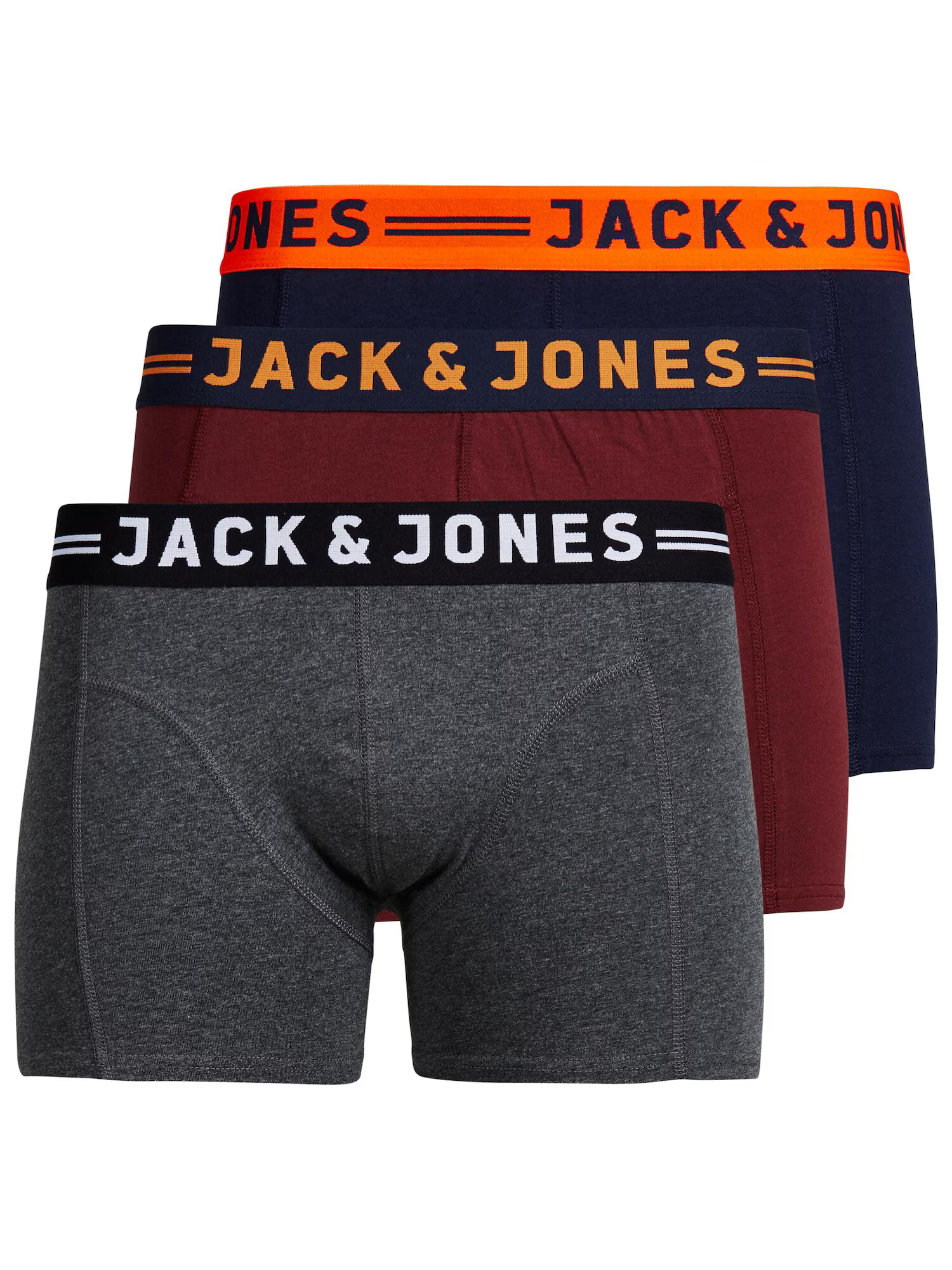 JACK & JONES Boxeri 'Lichfield' bleumarin / portocaliu / roșu vin - Pled.ro