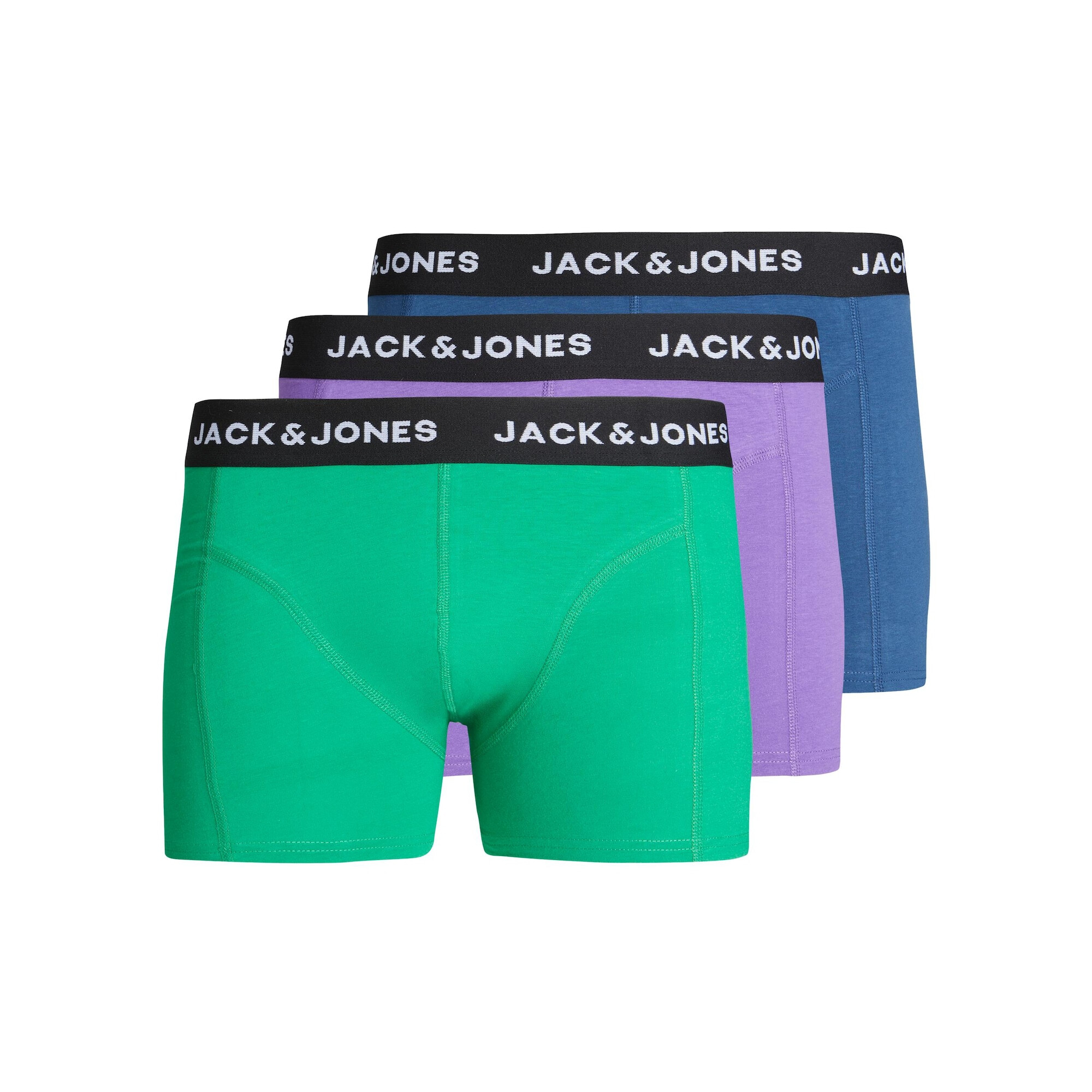 JACK & JONES Boxeri 'SOLID' albastru închis / verde jad / mov deschis - Pled.ro