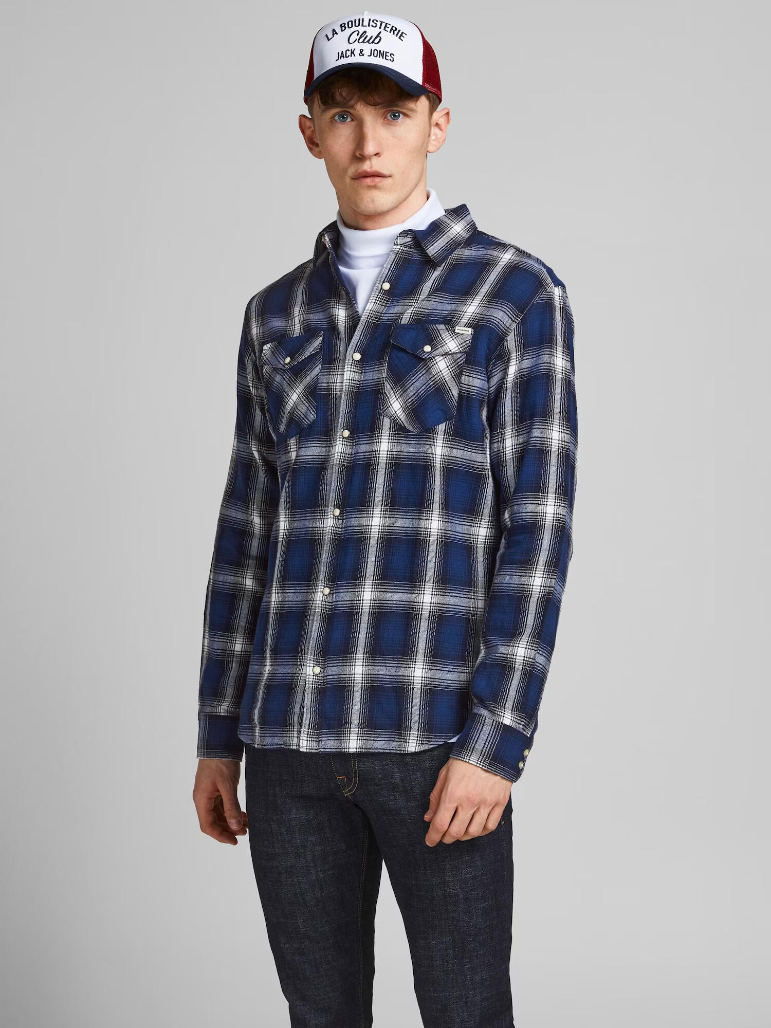 JACK & JONES Cămașă albastru / bleumarin / alb - Pled.ro