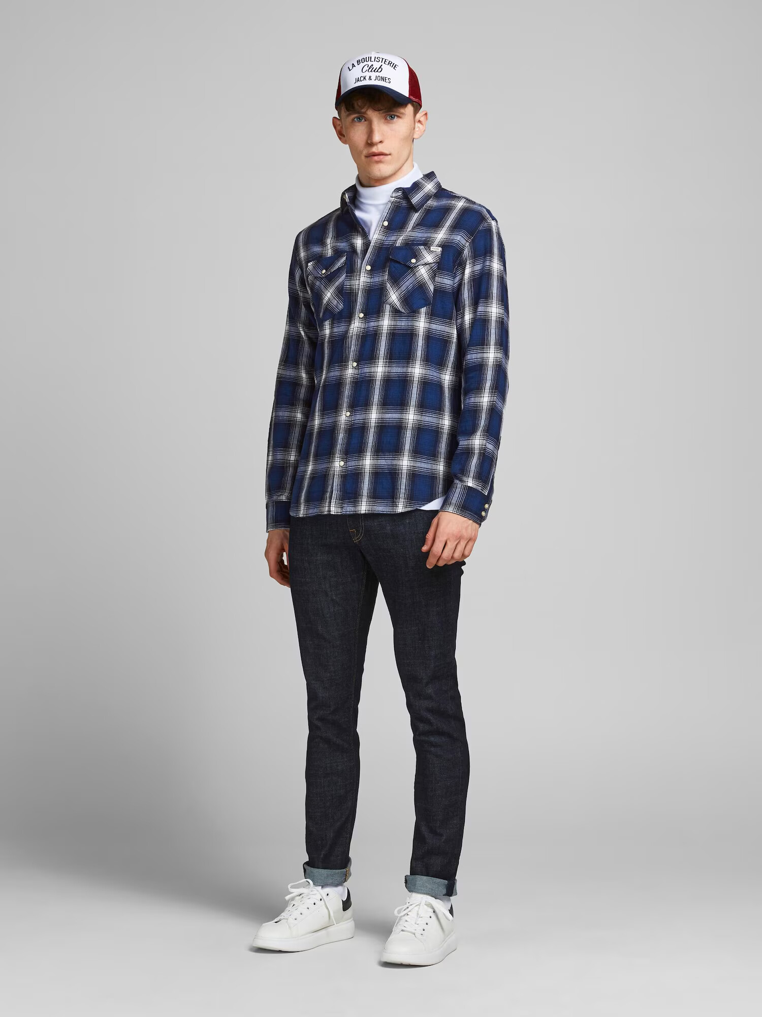 JACK & JONES Cămașă albastru / bleumarin / alb - Pled.ro