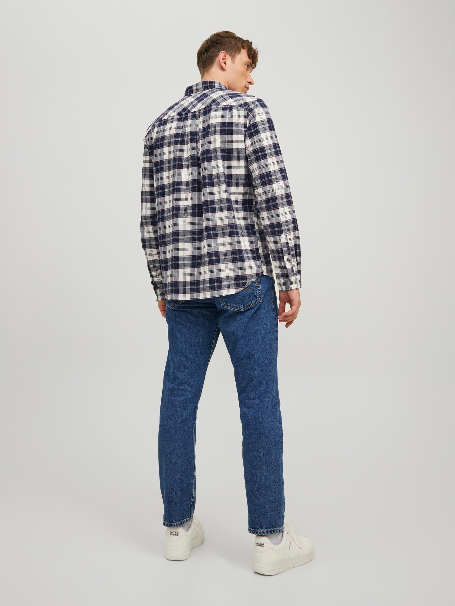 JACK & JONES Cămașă 'Barret' bleumarin / roșu vin / alb - Pled.ro