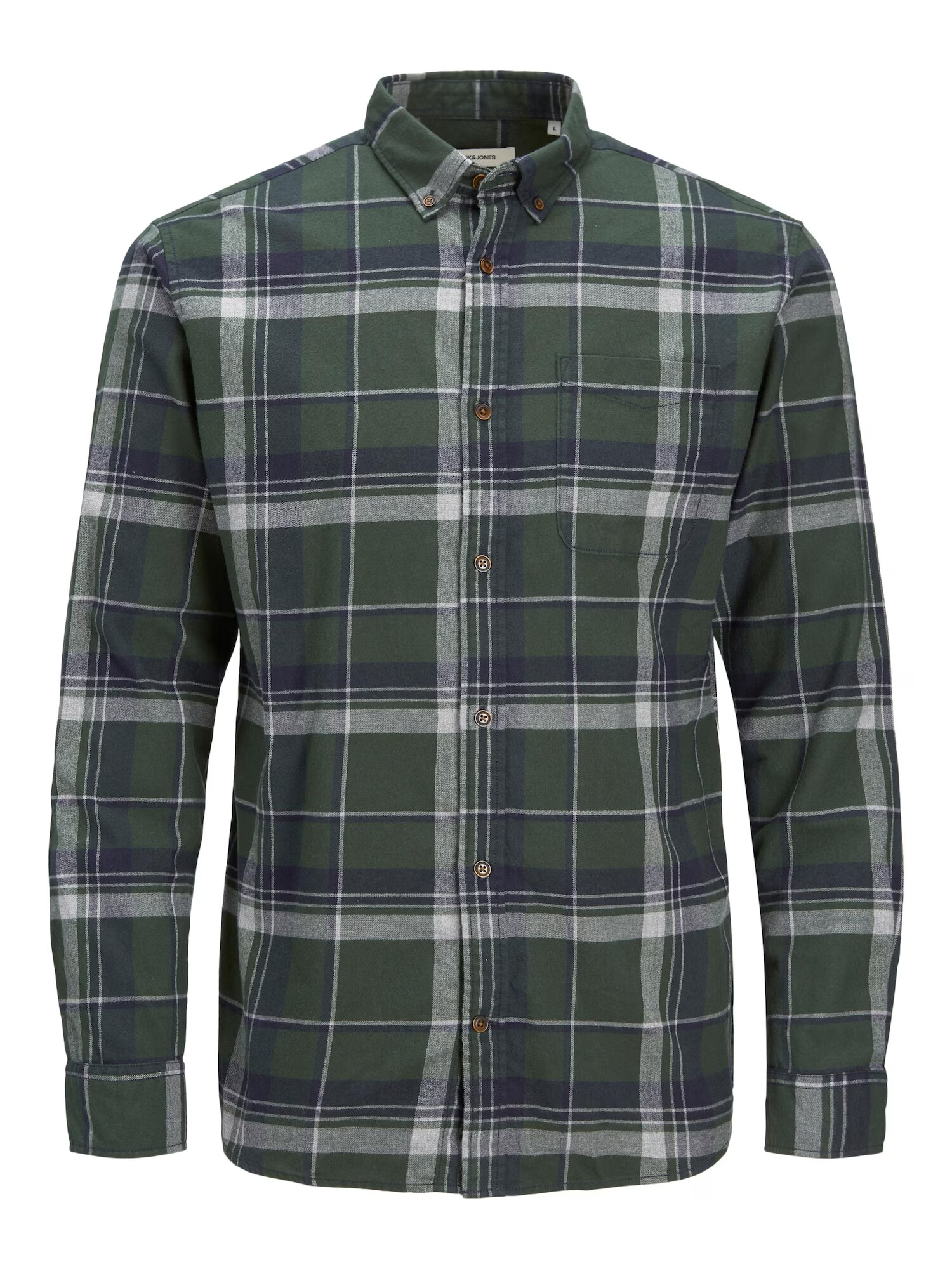 JACK & JONES Cămașă bleumarin / verde închis / alb - Pled.ro