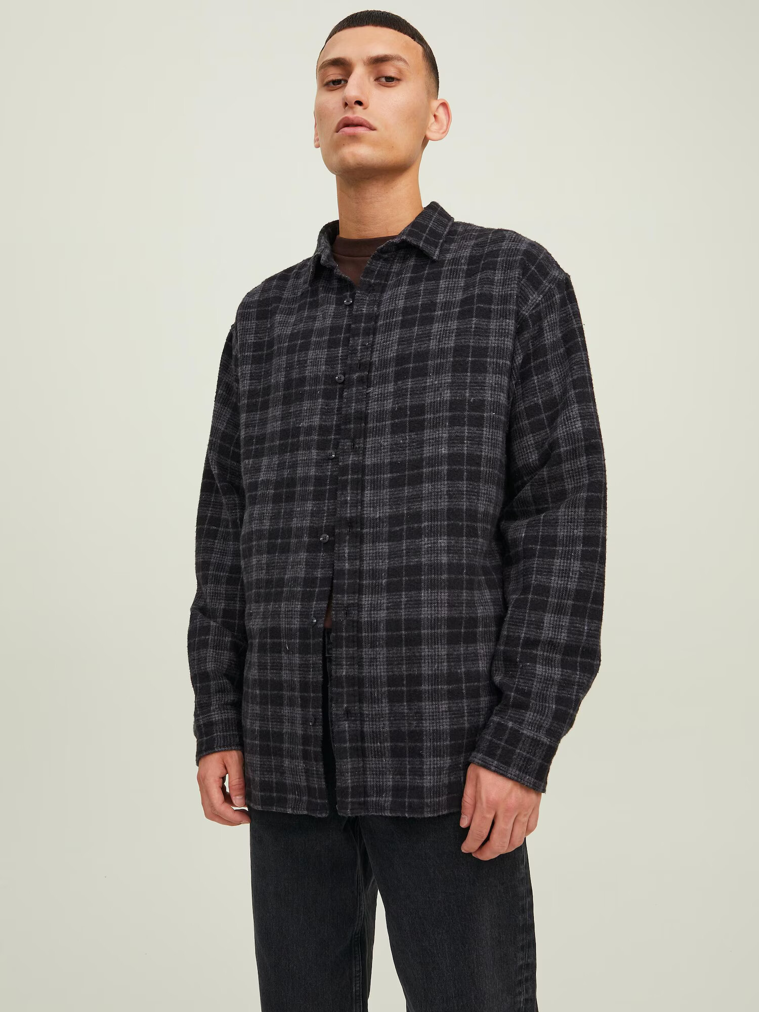 JACK & JONES Cămașă 'CARL' gri închis / negru - Pled.ro