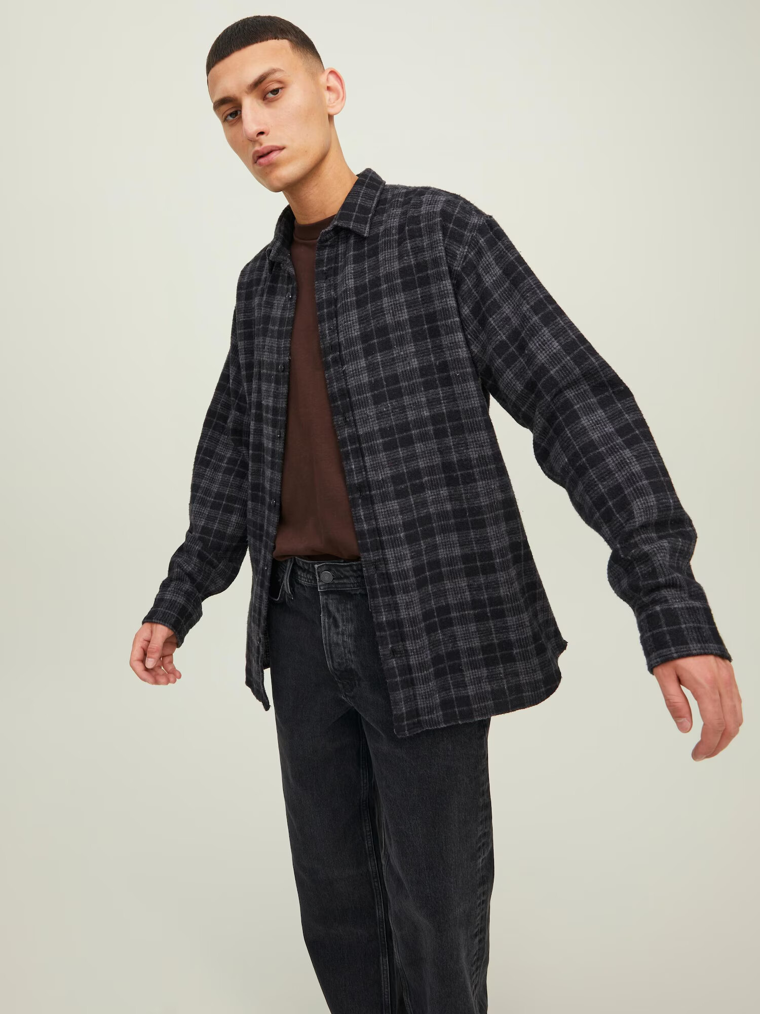 JACK & JONES Cămașă 'CARL' gri închis / negru - Pled.ro