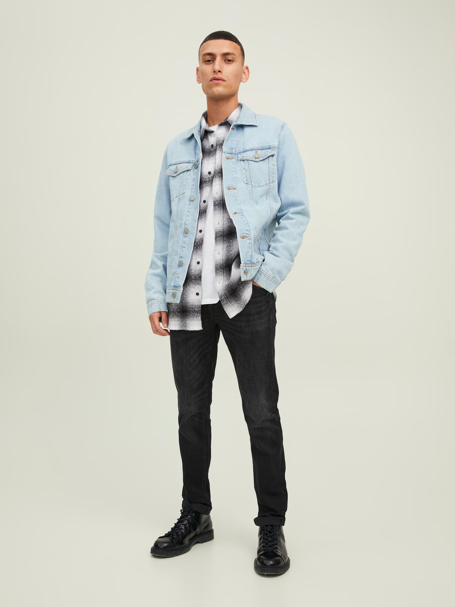 JACK & JONES Cămașă 'CARL' negru / alb - Pled.ro