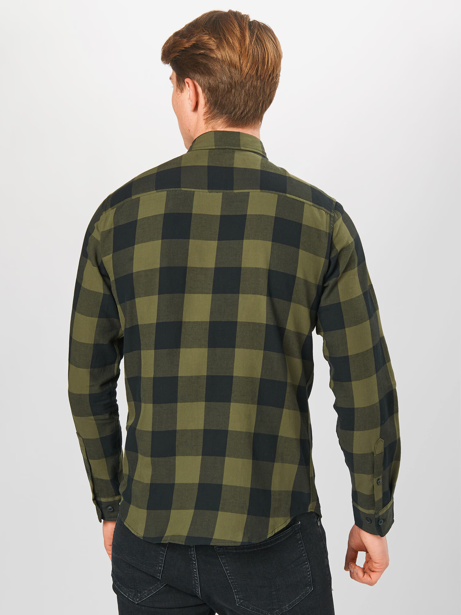 JACK & JONES Cămașă 'Gingham' oliv / negru - Pled.ro