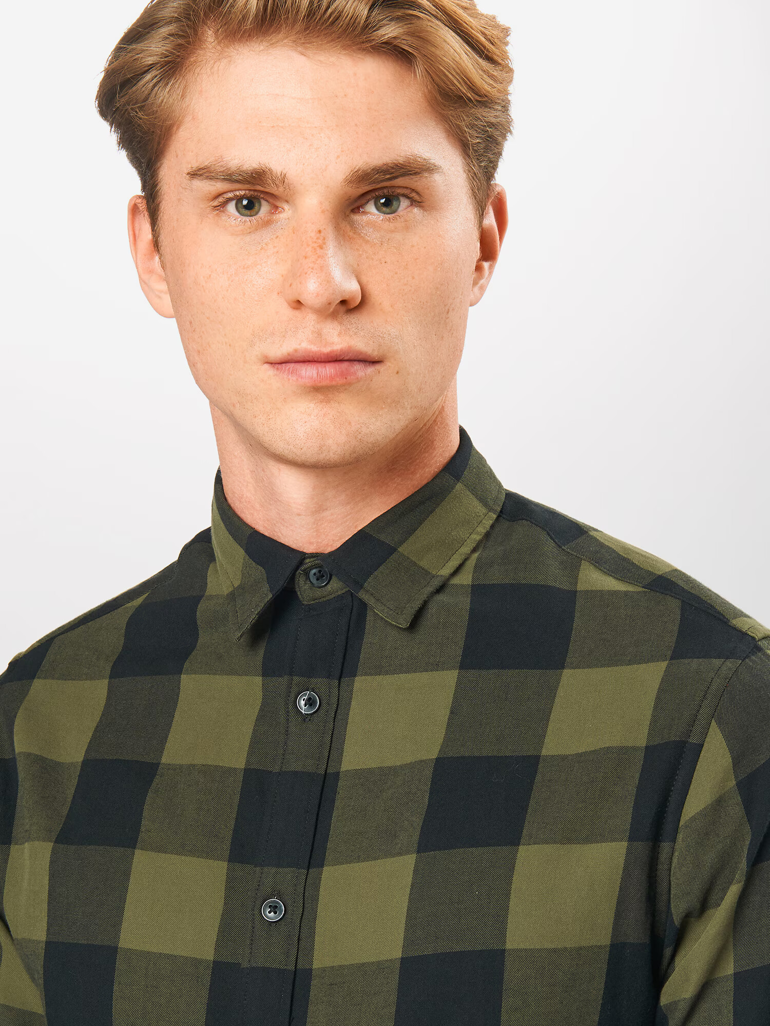 JACK & JONES Cămașă 'Gingham' oliv / negru - Pled.ro