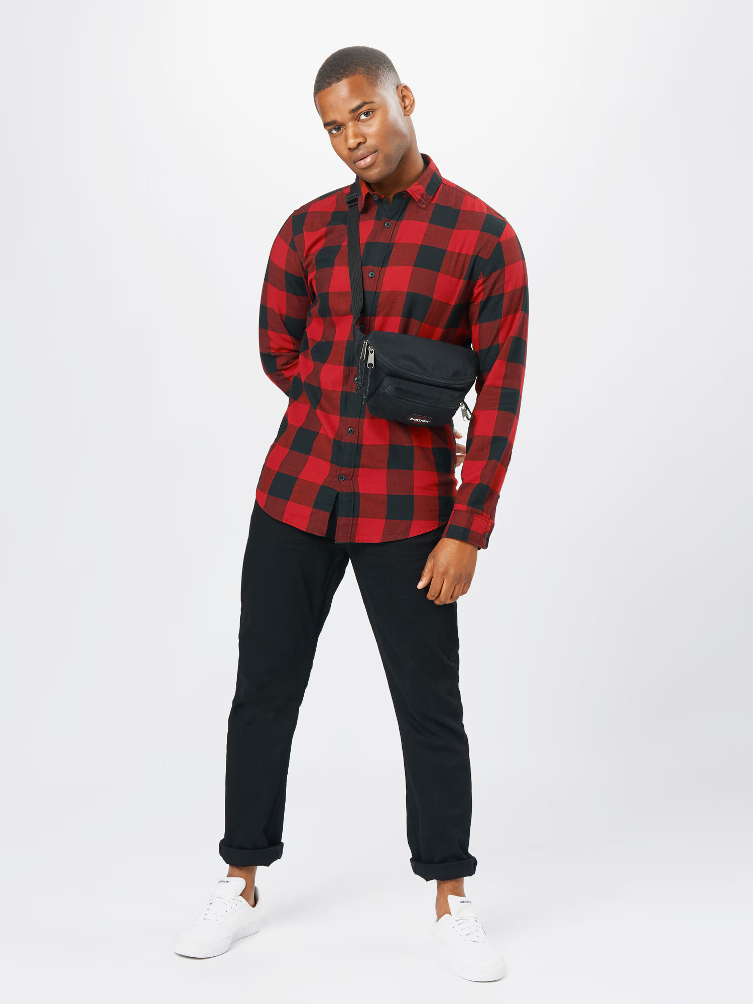 JACK & JONES Cămașă 'Gingham' roșu ruginiu / negru - Pled.ro