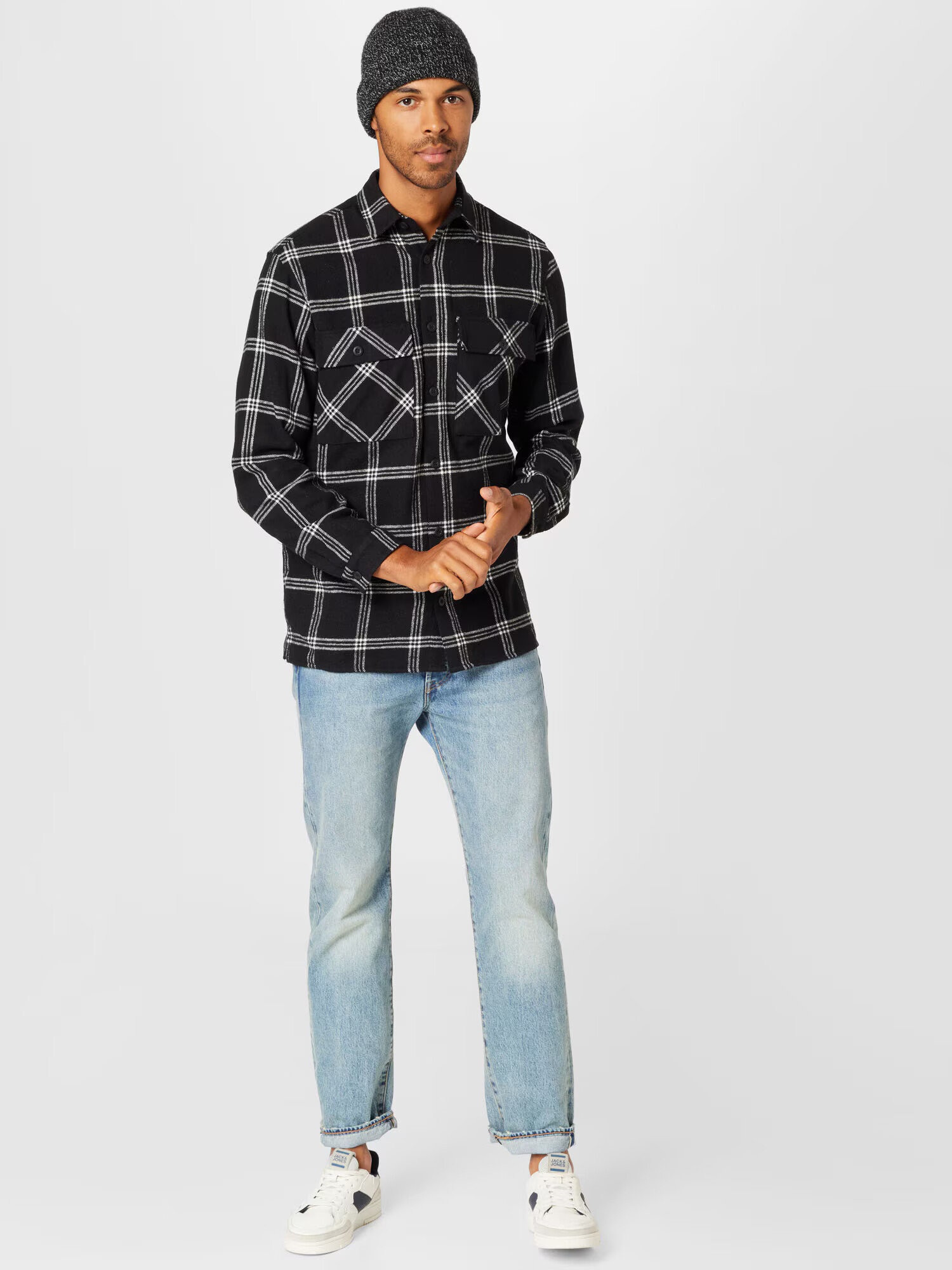 JACK & JONES Cămașă 'GORDON' negru / alb - Pled.ro