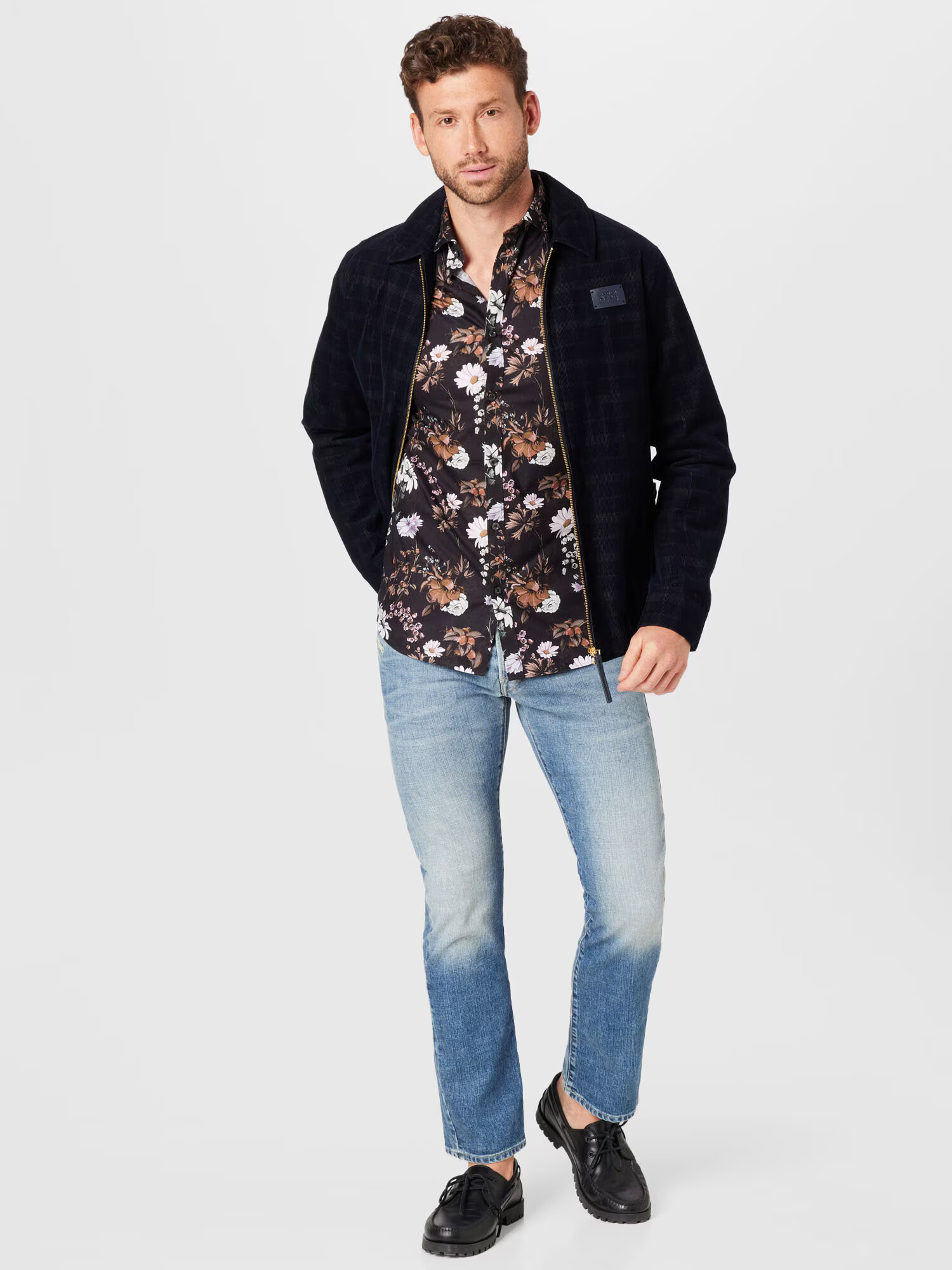 JACK & JONES Cămașă 'MILANO' ciocolatiu / maro deschis / mov lavandă / alb - Pled.ro