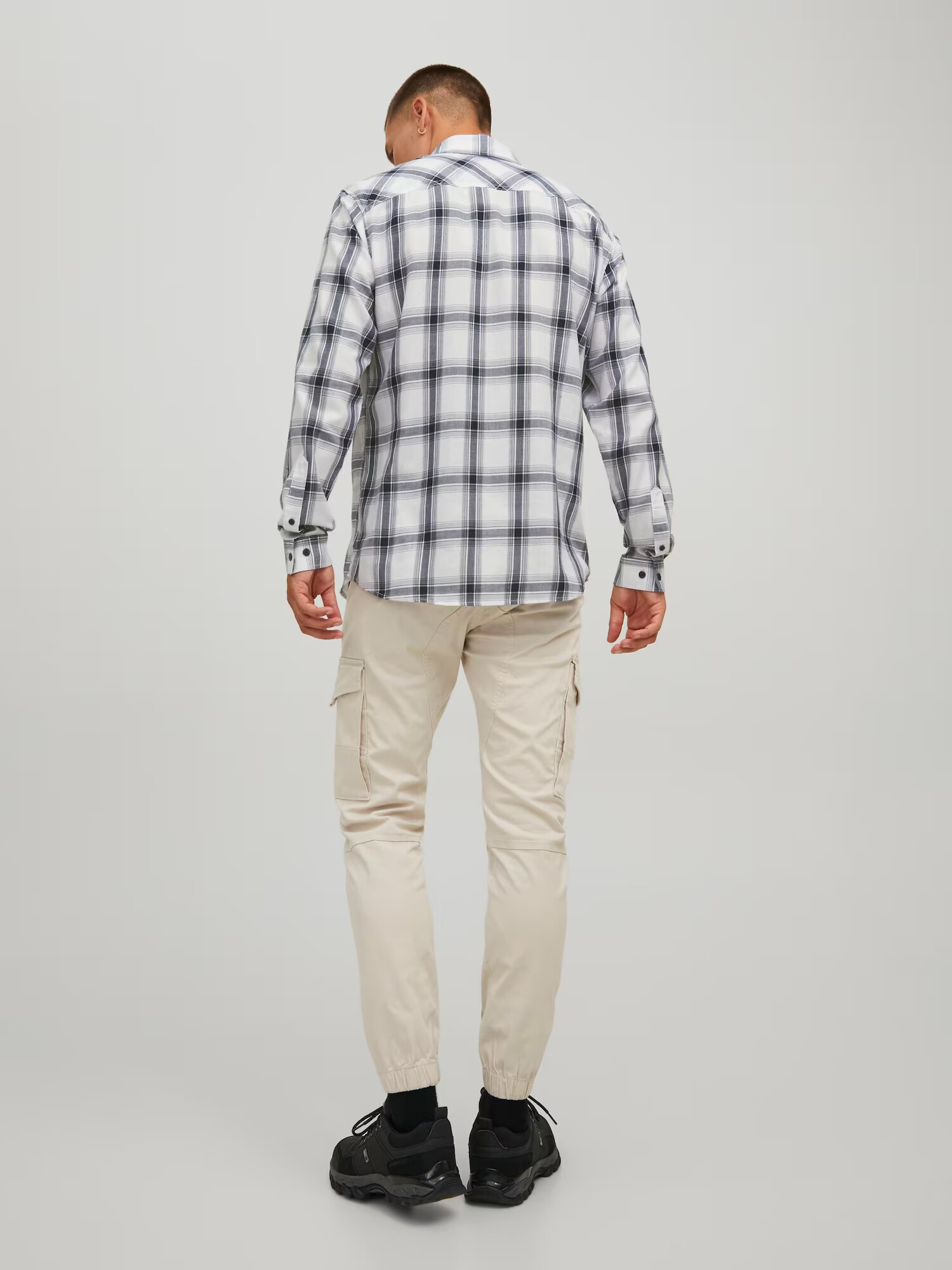 JACK & JONES Cămașă 'ORION' bleumarin / gri închis / alb - Pled.ro