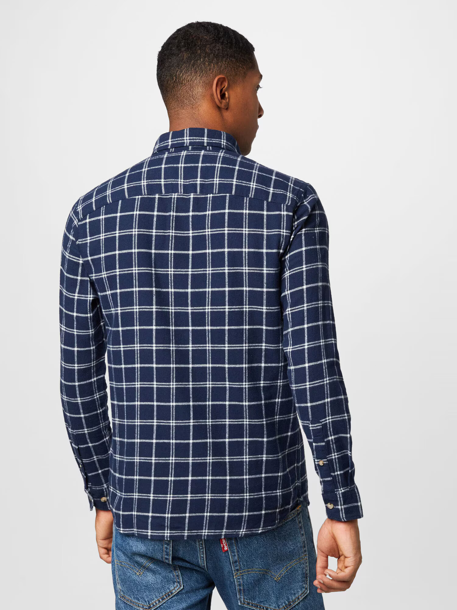 JACK & JONES Cămașă 'OWEN' bleumarin / alb - Pled.ro