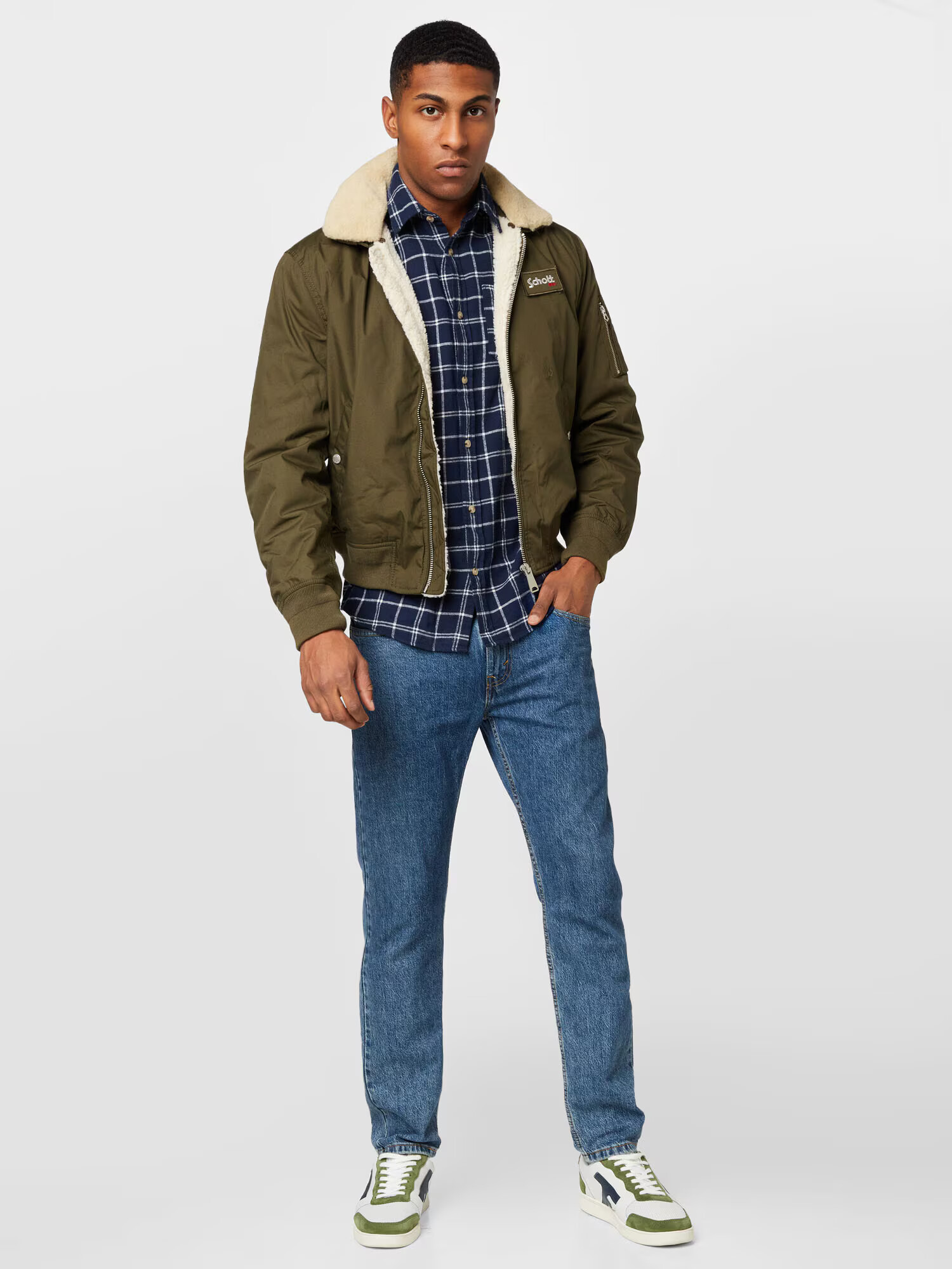 JACK & JONES Cămașă 'OWEN' bleumarin / alb - Pled.ro