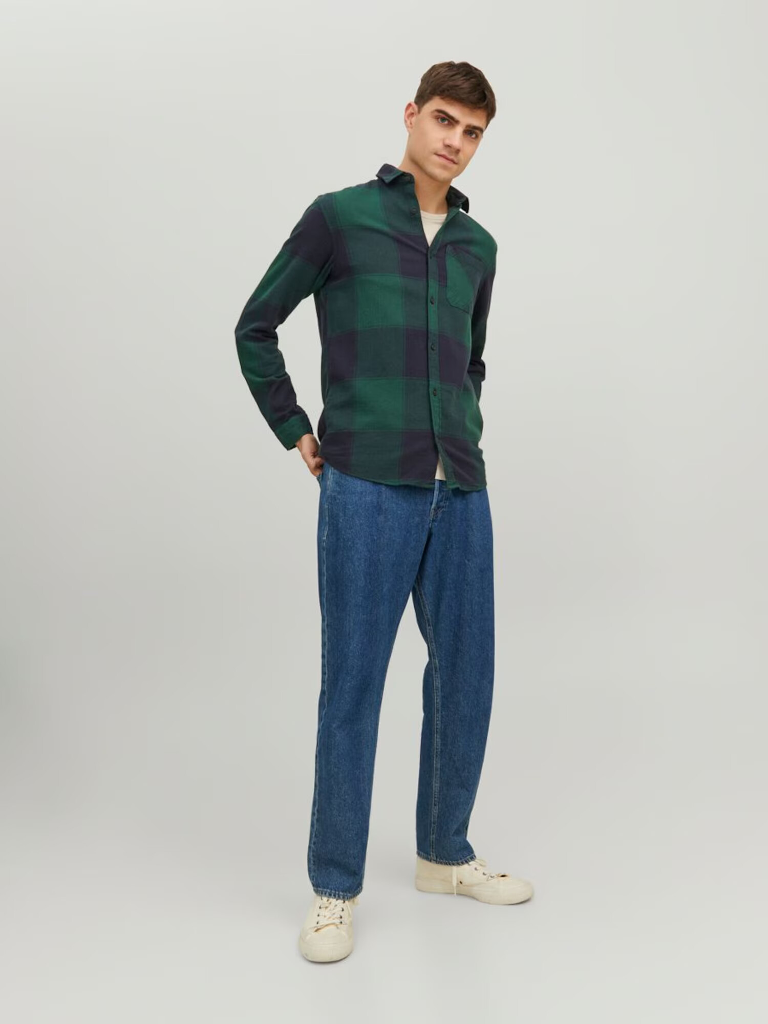 JACK & JONES Cămașă 'Owen' albastru noapte / verde - Pled.ro