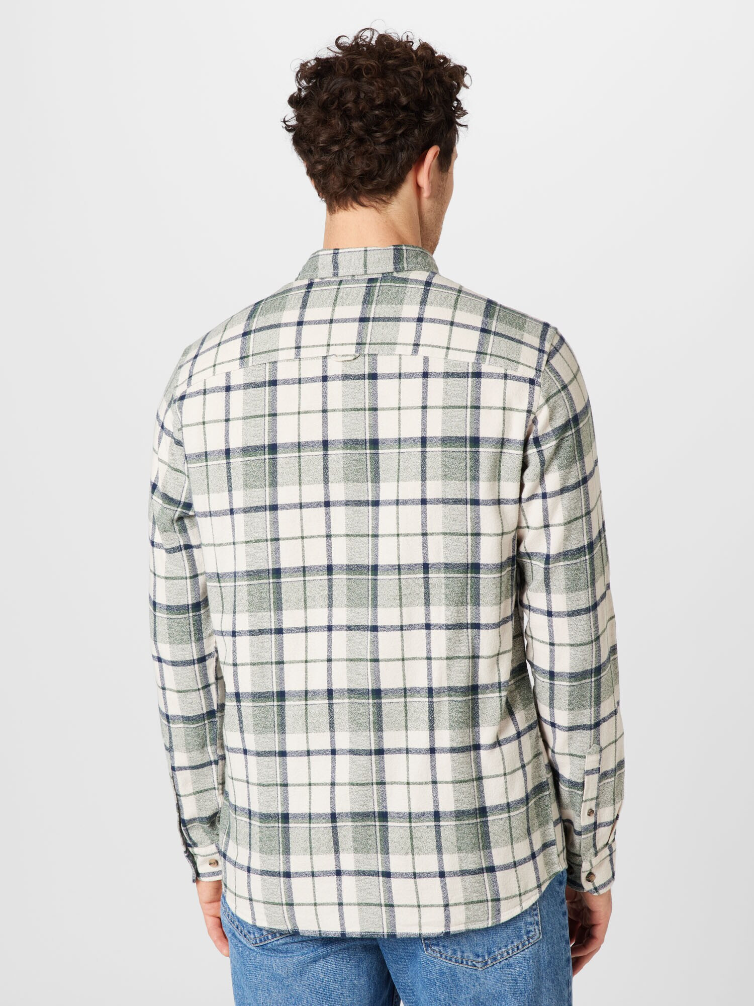 JACK & JONES Cămașă 'ROWEN GRINDLE WILLOW' bleumarin / verde / alb - Pled.ro