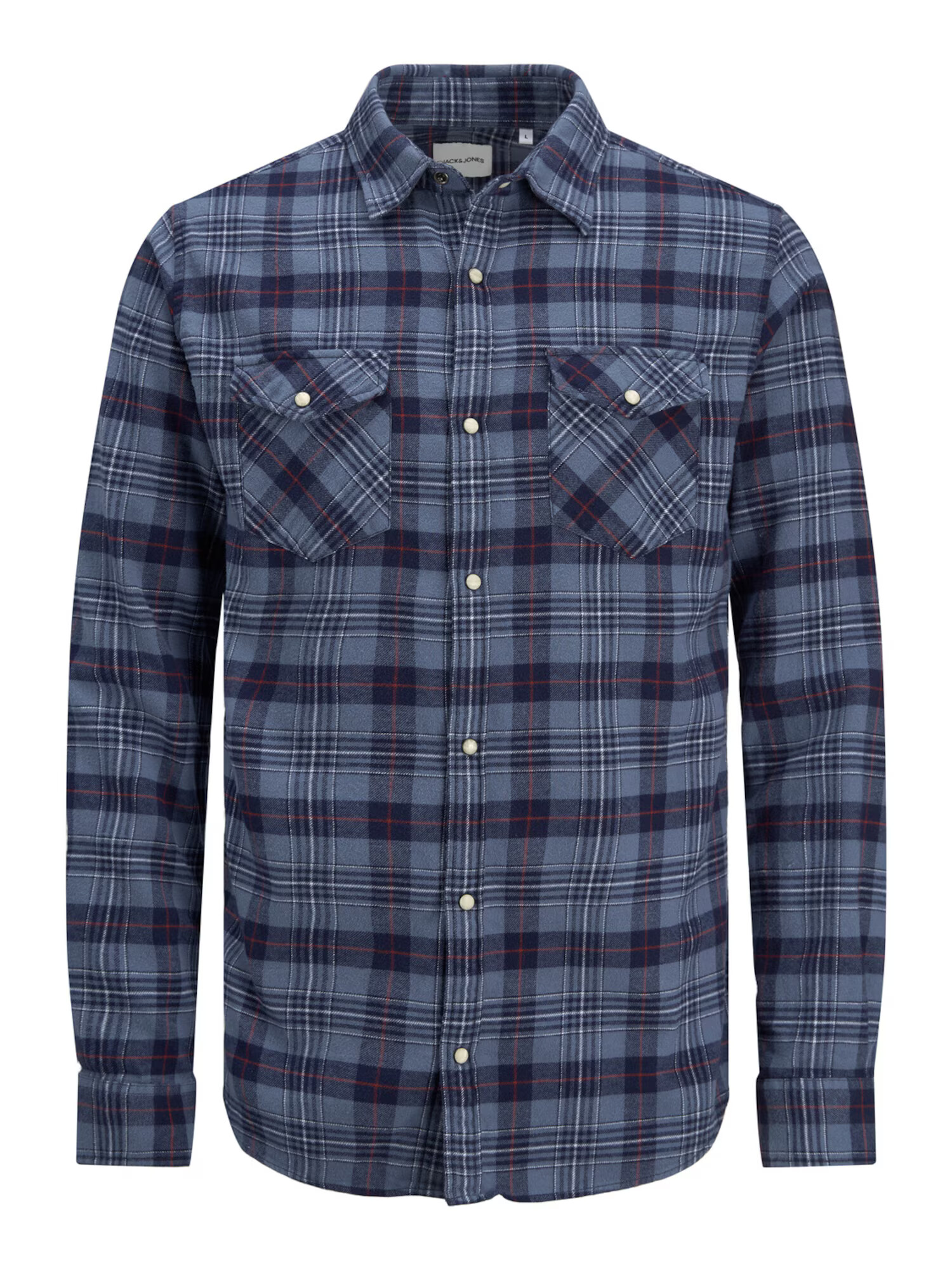 JACK & JONES Cămașă 'Sheridan' bleumarin / albastru porumbel / roșu bordeaux - Pled.ro