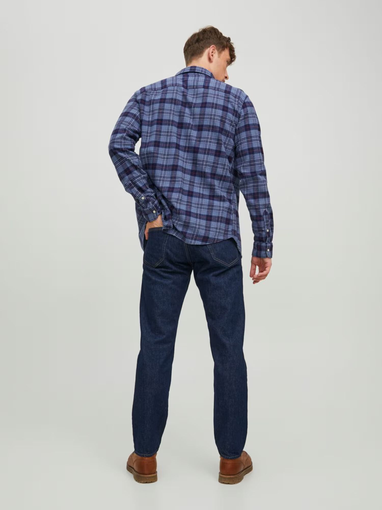 JACK & JONES Cămașă 'Sheridan' bleumarin / albastru porumbel / roșu bordeaux - Pled.ro