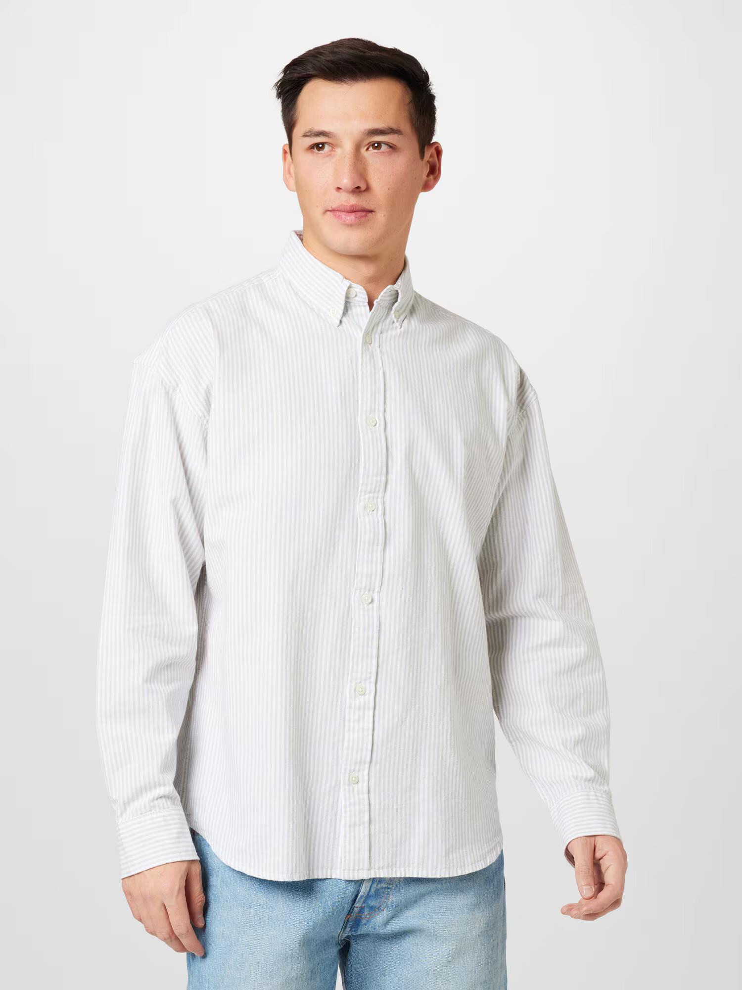 JACK & JONES Cămașă 'SPRING' gri deschis / alb - Pled.ro