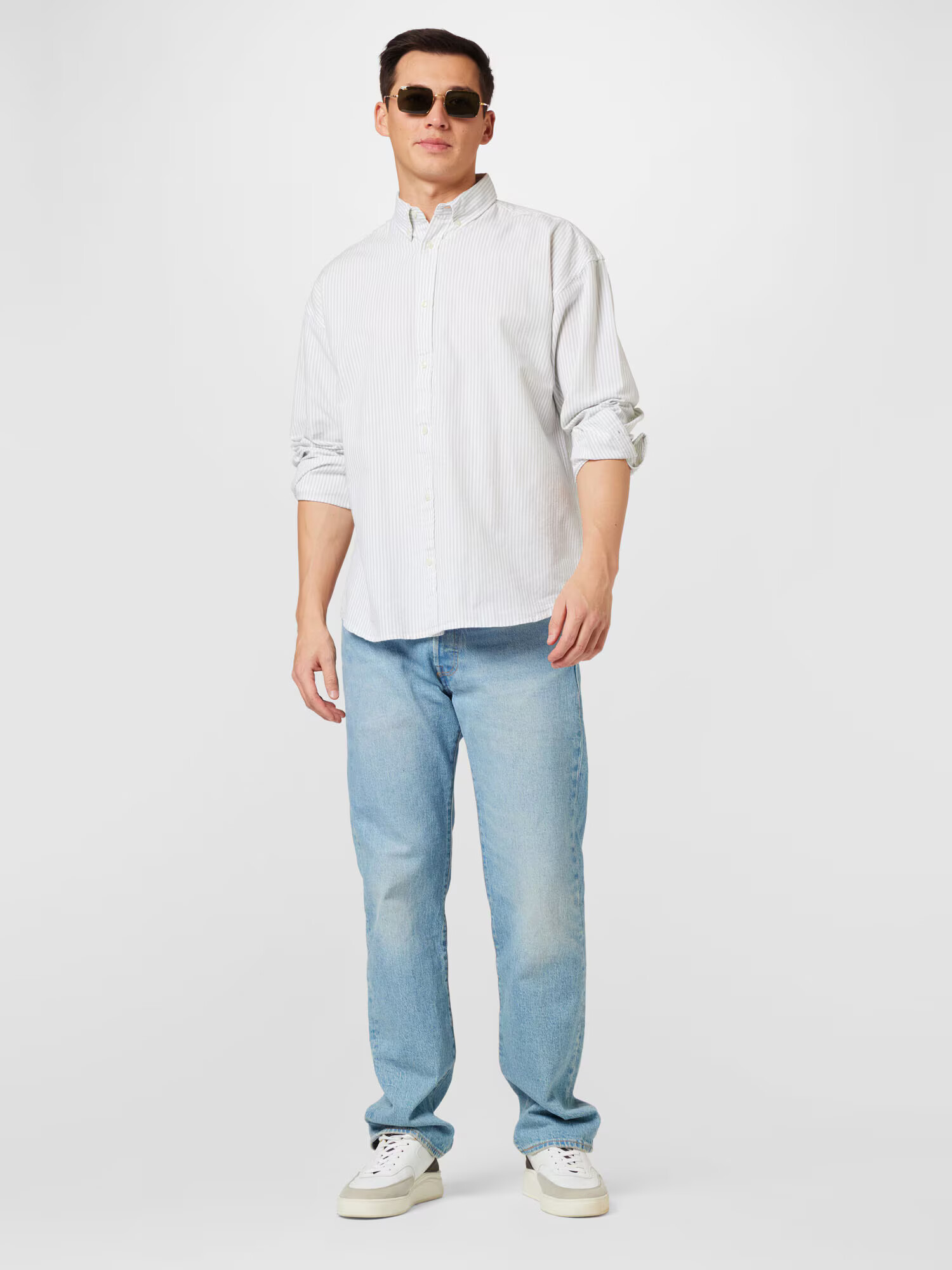 JACK & JONES Cămașă 'SPRING' gri deschis / alb - Pled.ro