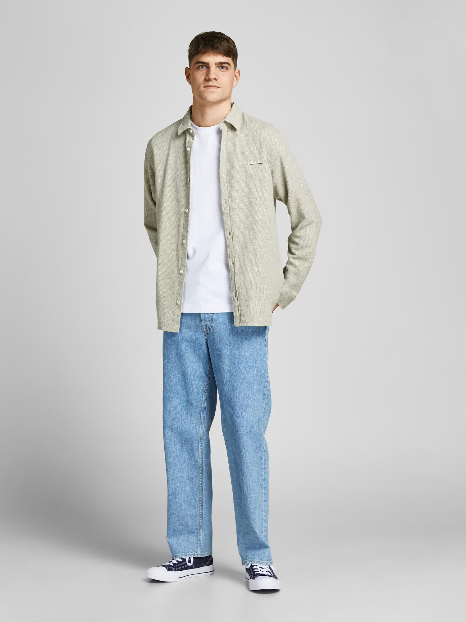 JACK & JONES Cămașă 'TONS' verde pastel / alb - Pled.ro