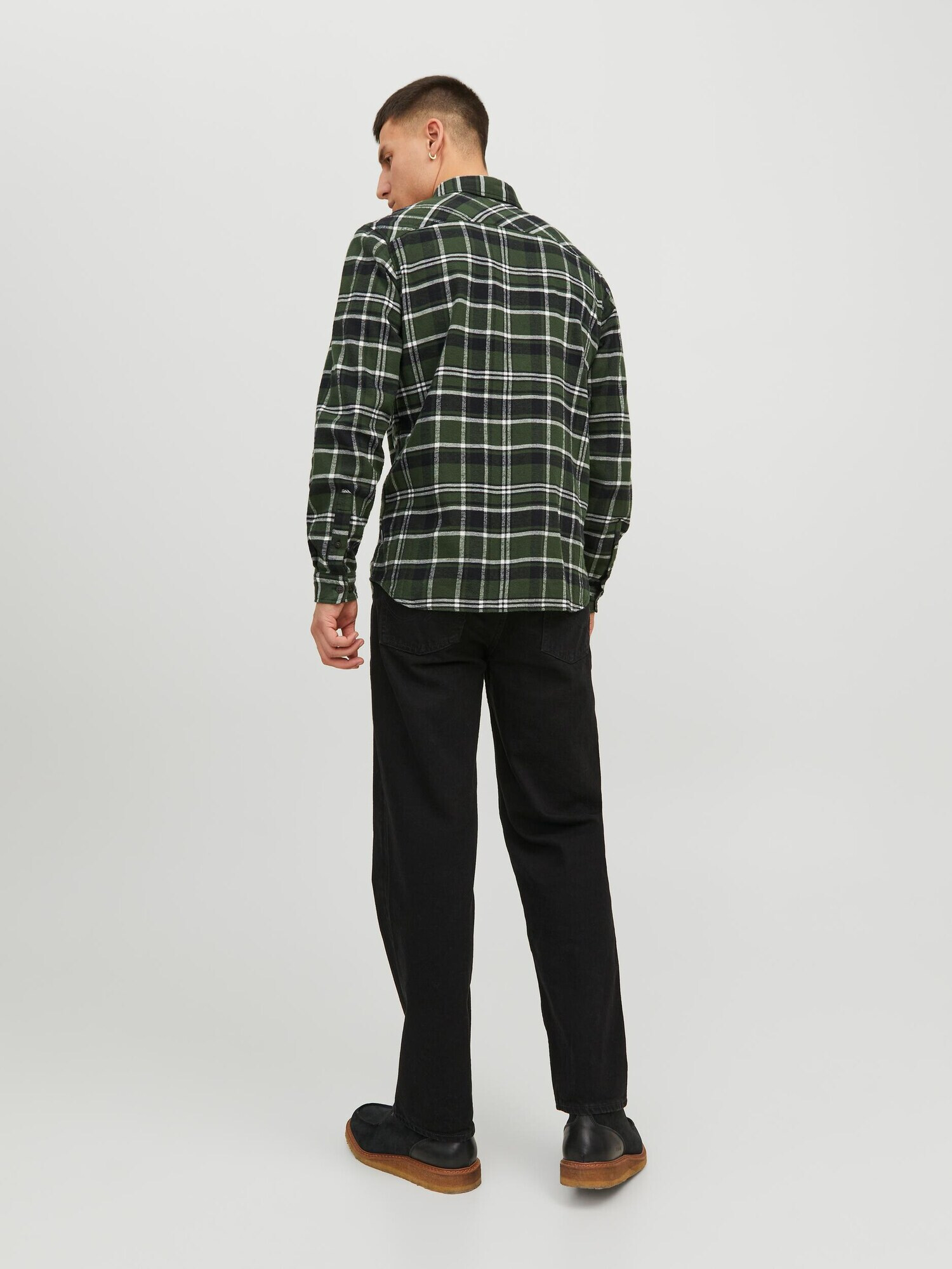 JACK & JONES Cămașă verde închis / negru / alb - Pled.ro