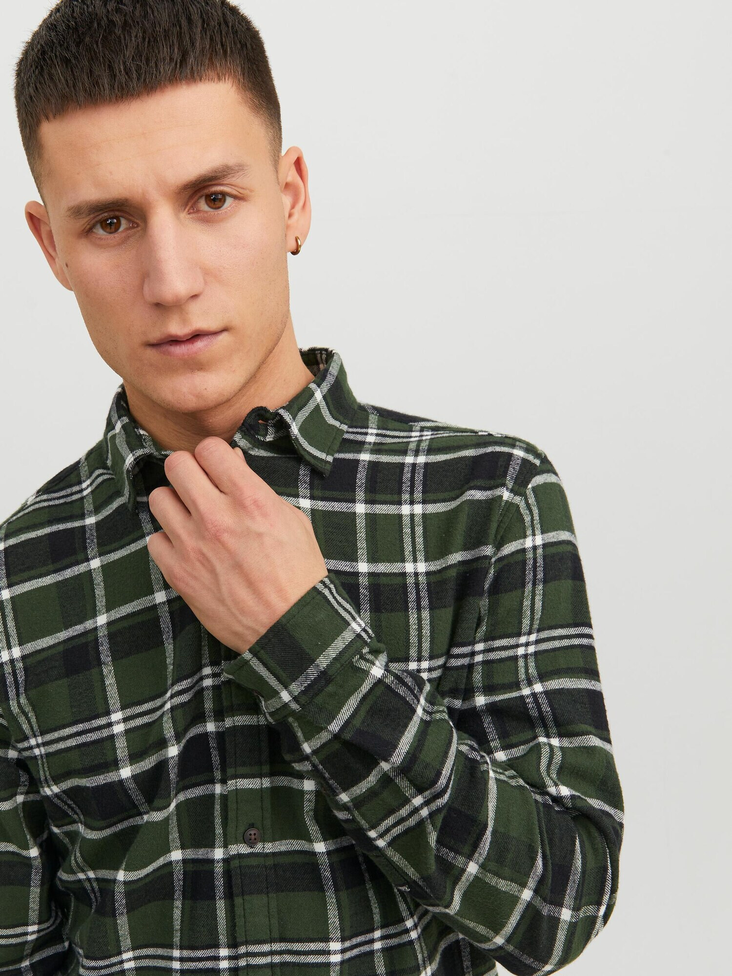 JACK & JONES Cămașă verde închis / negru / alb - Pled.ro