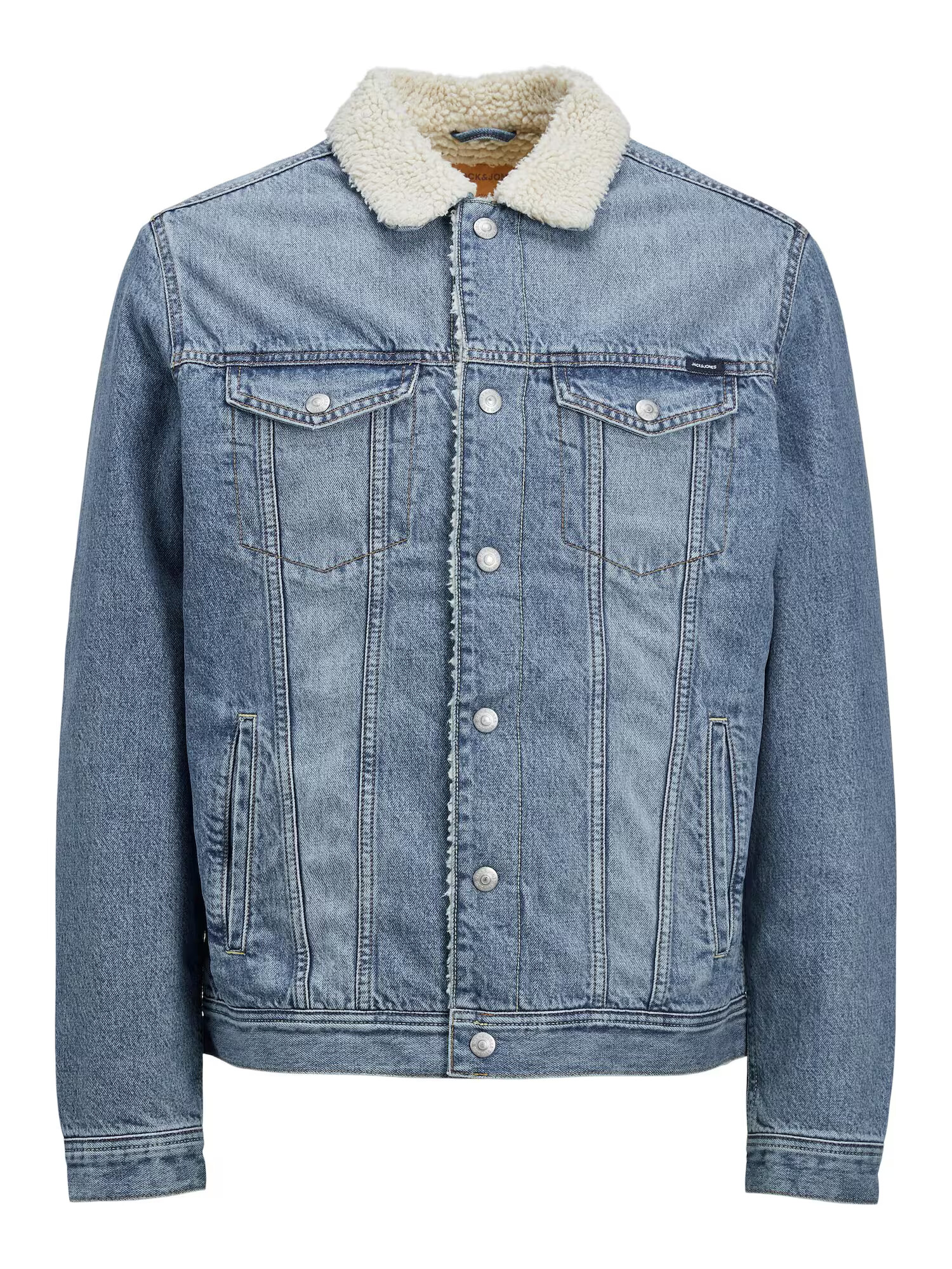 JACK & JONES Geacă de primăvară-toamnă 'Jean' albastru denim / alb lână - Pled.ro