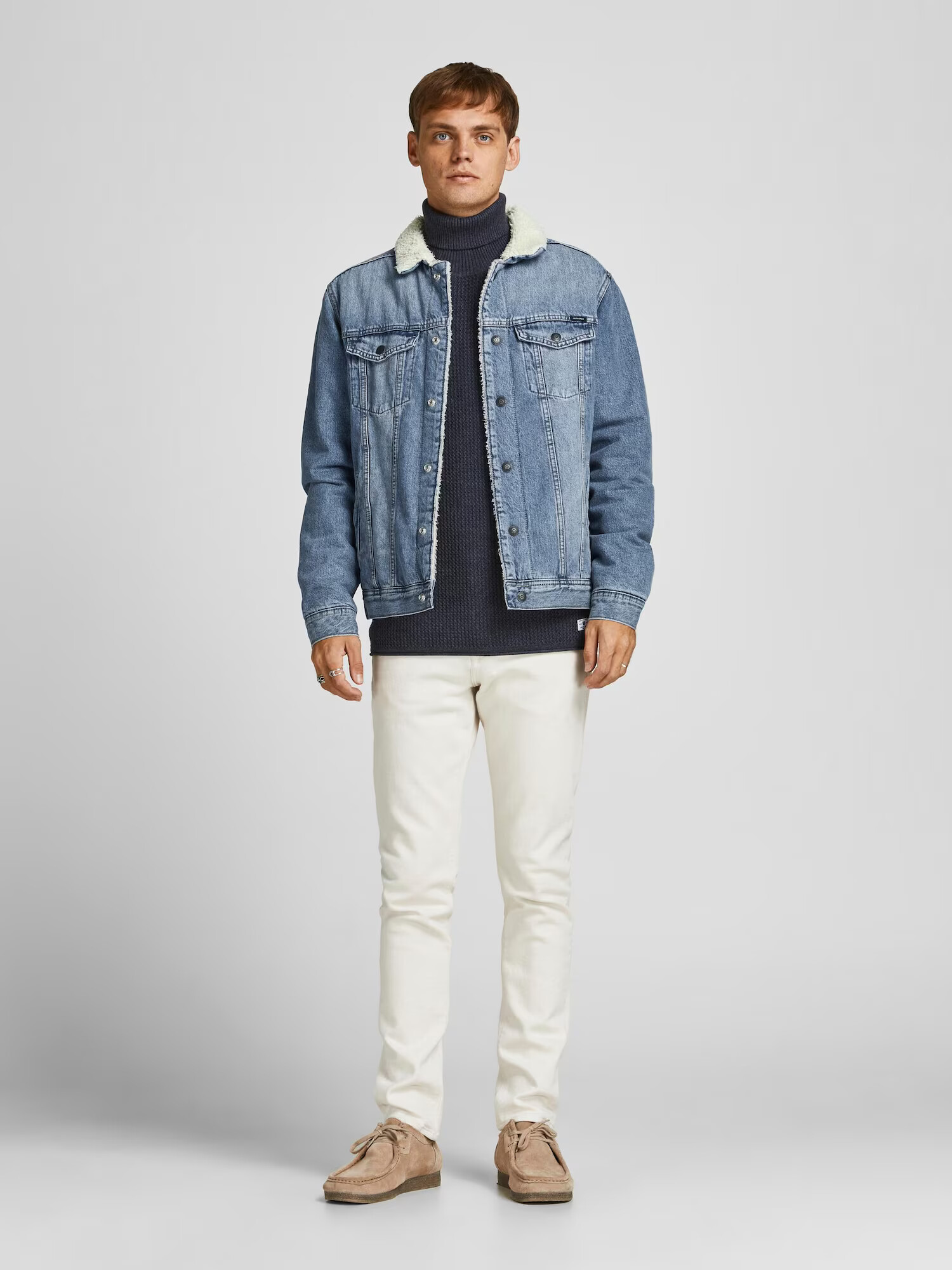 JACK & JONES Geacă de primăvară-toamnă 'Jean' albastru denim / alb lână - Pled.ro