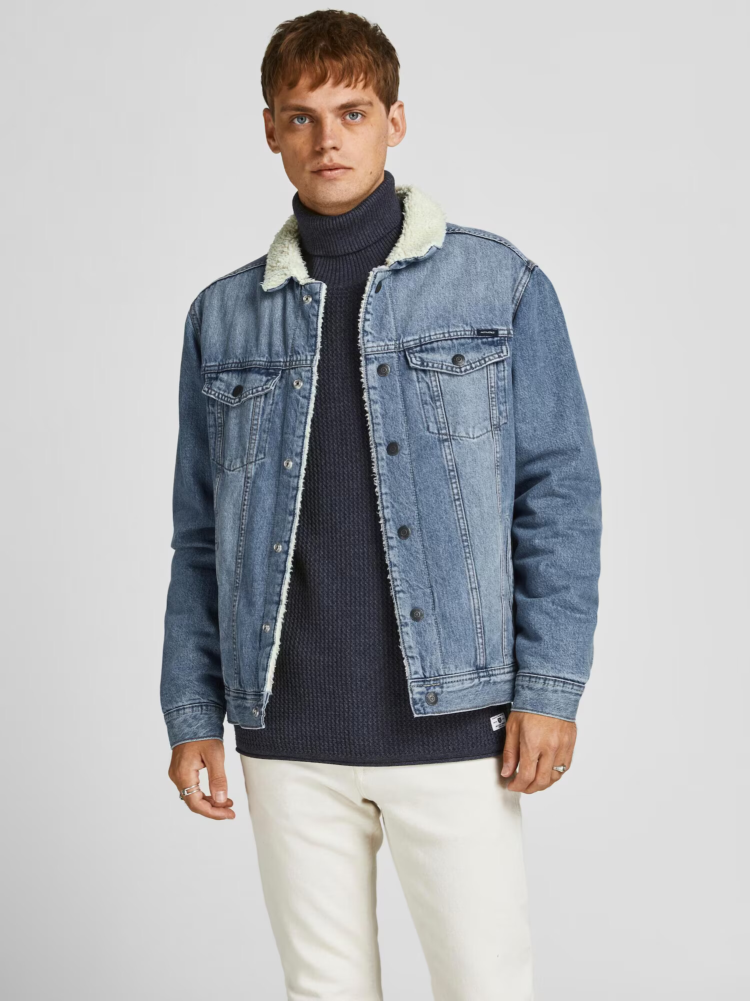 JACK & JONES Geacă de primăvară-toamnă 'Jean' albastru denim / alb lână - Pled.ro