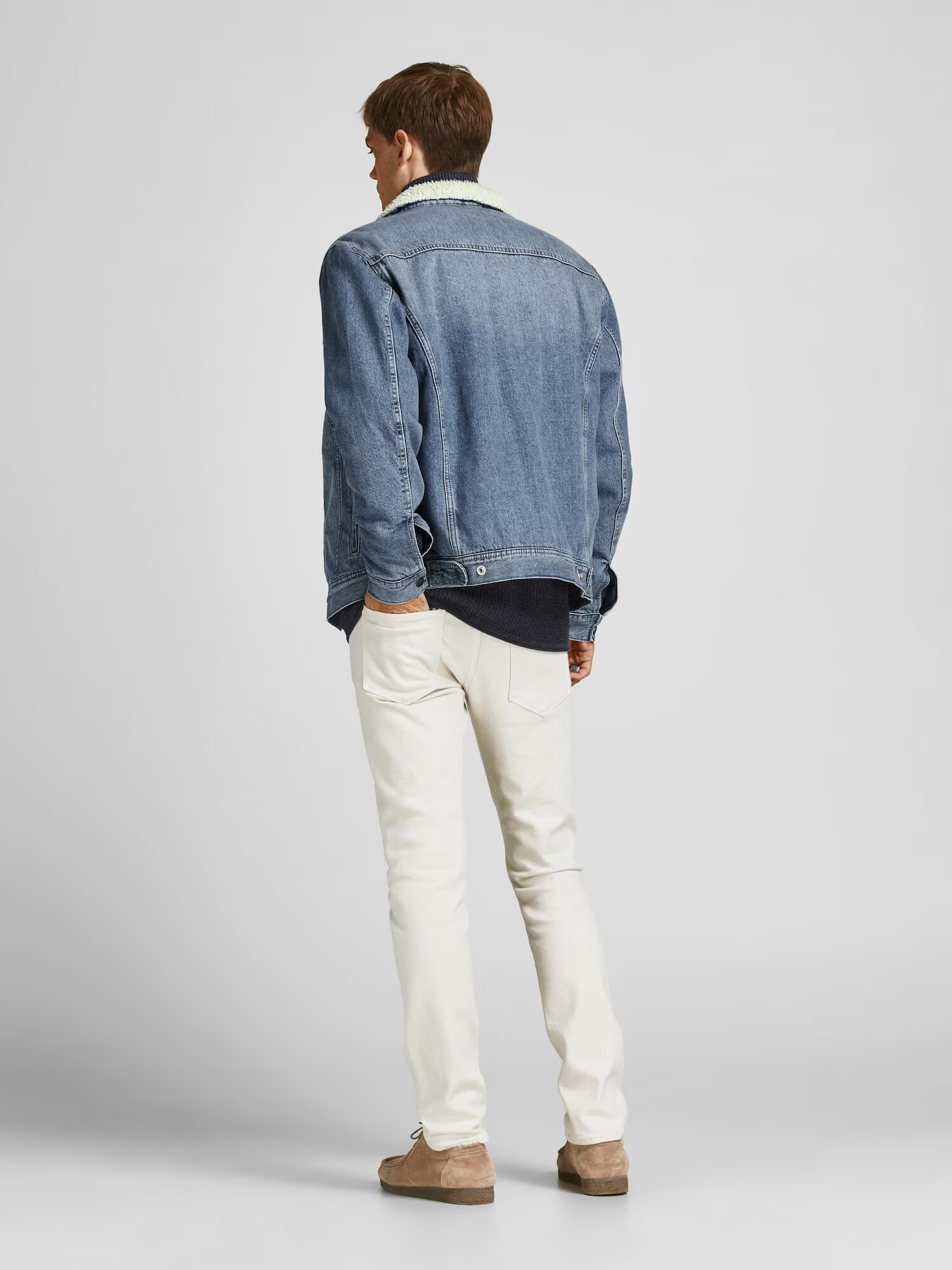 JACK & JONES Geacă de primăvară-toamnă 'Jean' albastru denim / alb lână - Pled.ro