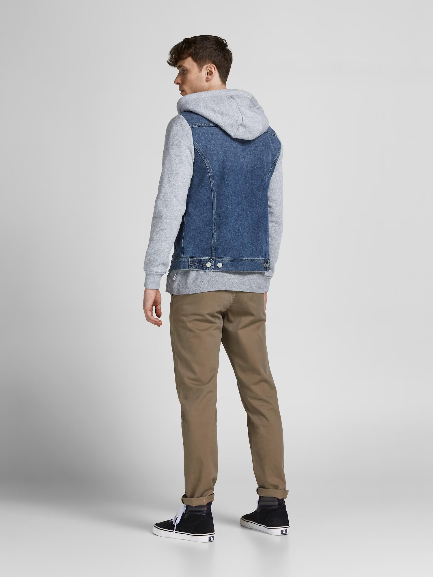 JACK & JONES Geacă de primăvară-toamnă albastru denim / gri deschis - Pled.ro